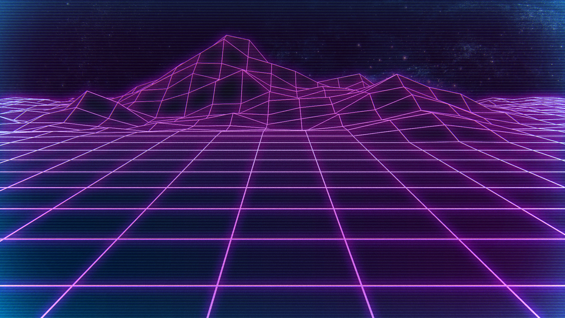 Digital Digital Art Artwork 1980s Neon Retrowave Retrowave Purple Purple Background Grid Mountains S 1920x1080