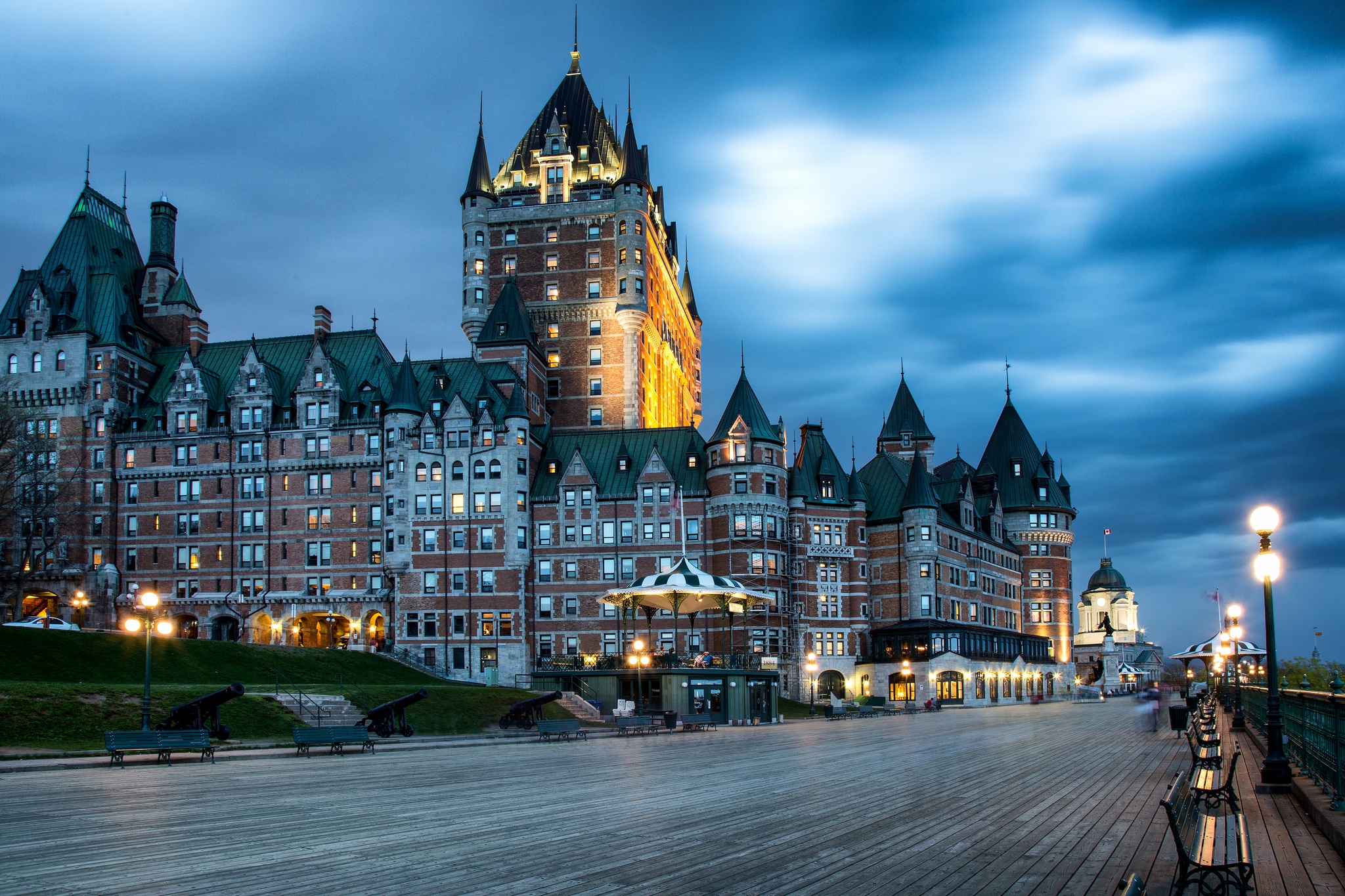 Quebec Canada Cityscape Castle Evening Old Building Calm 2048x1365