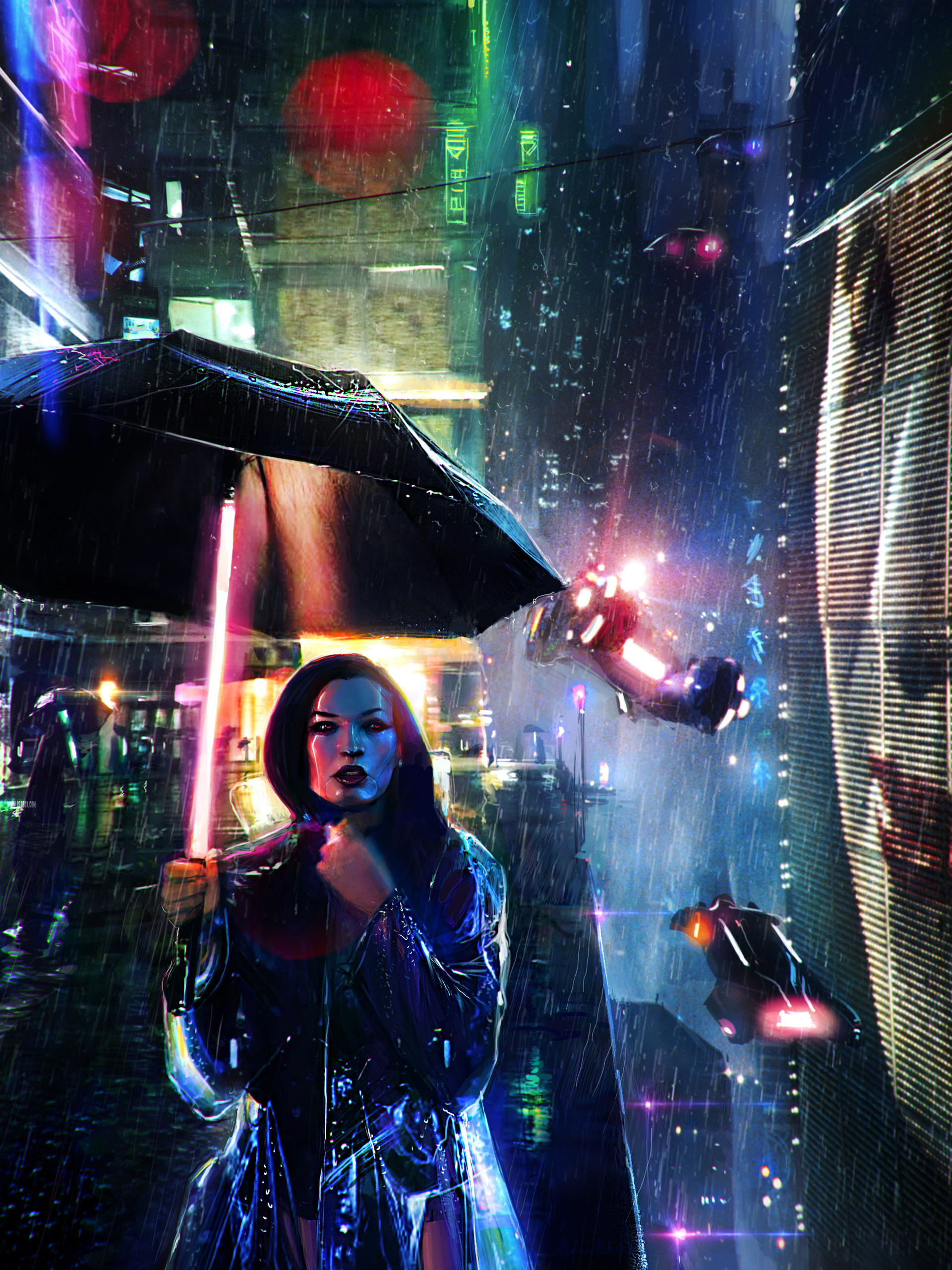 Cyberpunk Gynoid Futuristic Artwork Umbrella Women 1920x2561