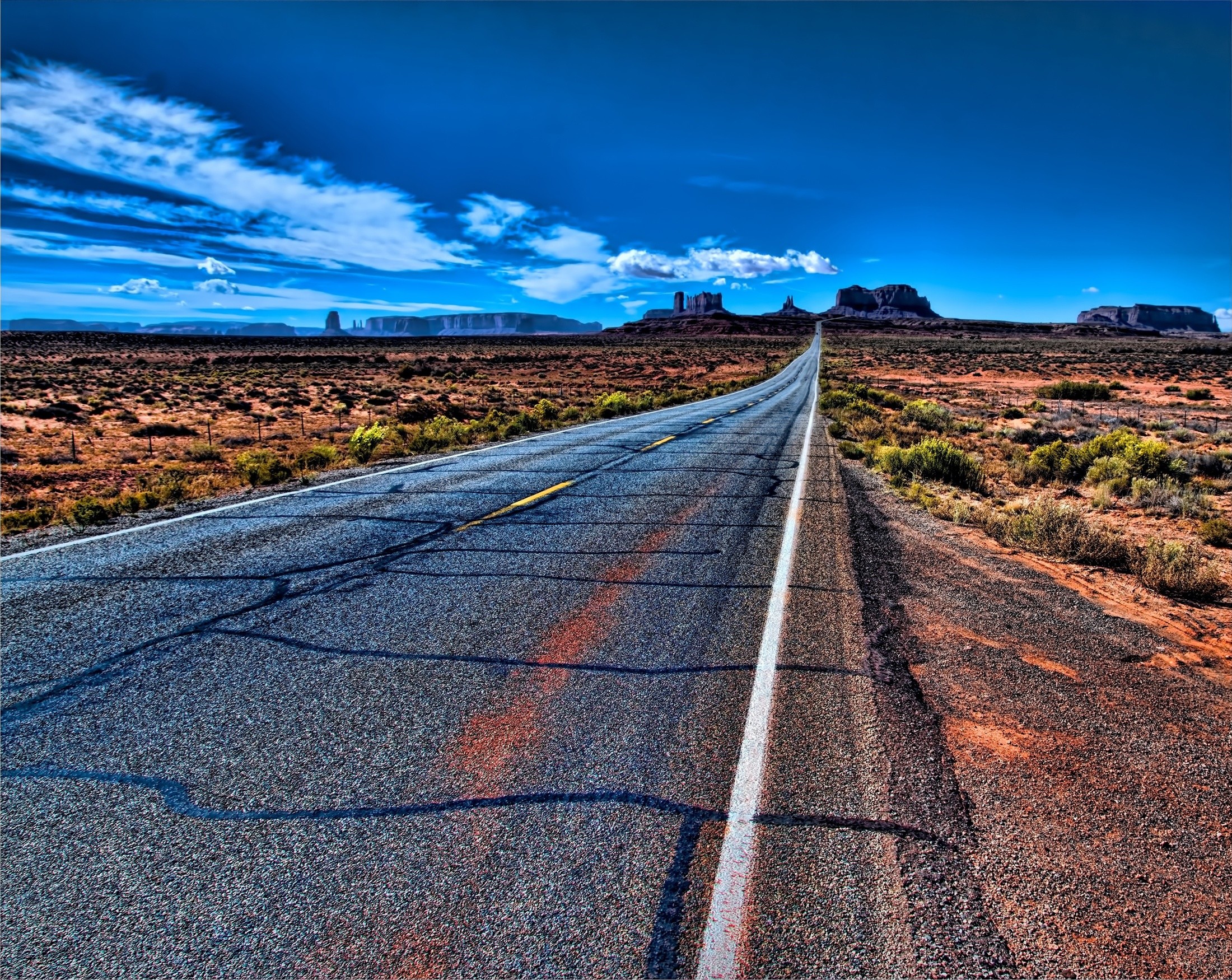 Arizona Long Road Desert Rock Formation Landscape HDR 2200x1750