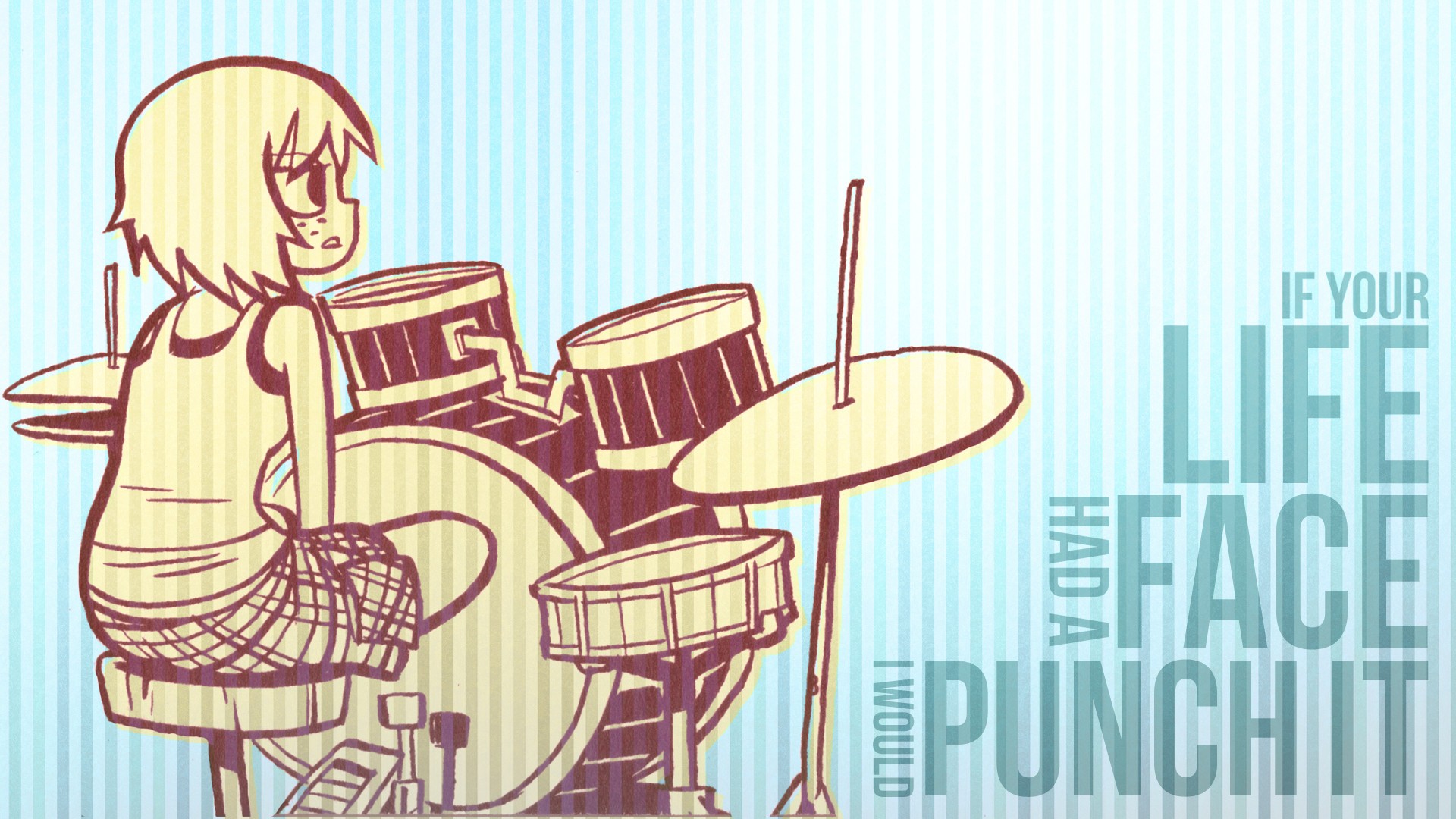 Drums Anime Girls Quote Scott Pilgrim 1920x1080