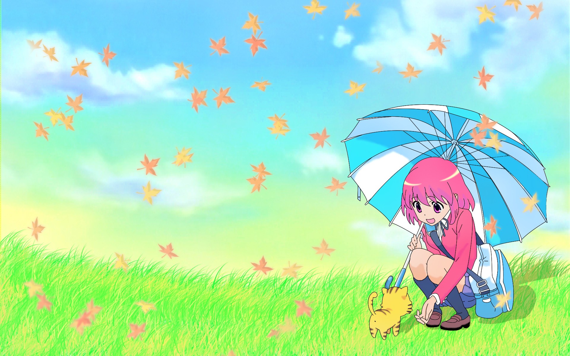 Toradora Kushieda Minori Umbrella Pink Hair Anime Girls Anime 1920x1200