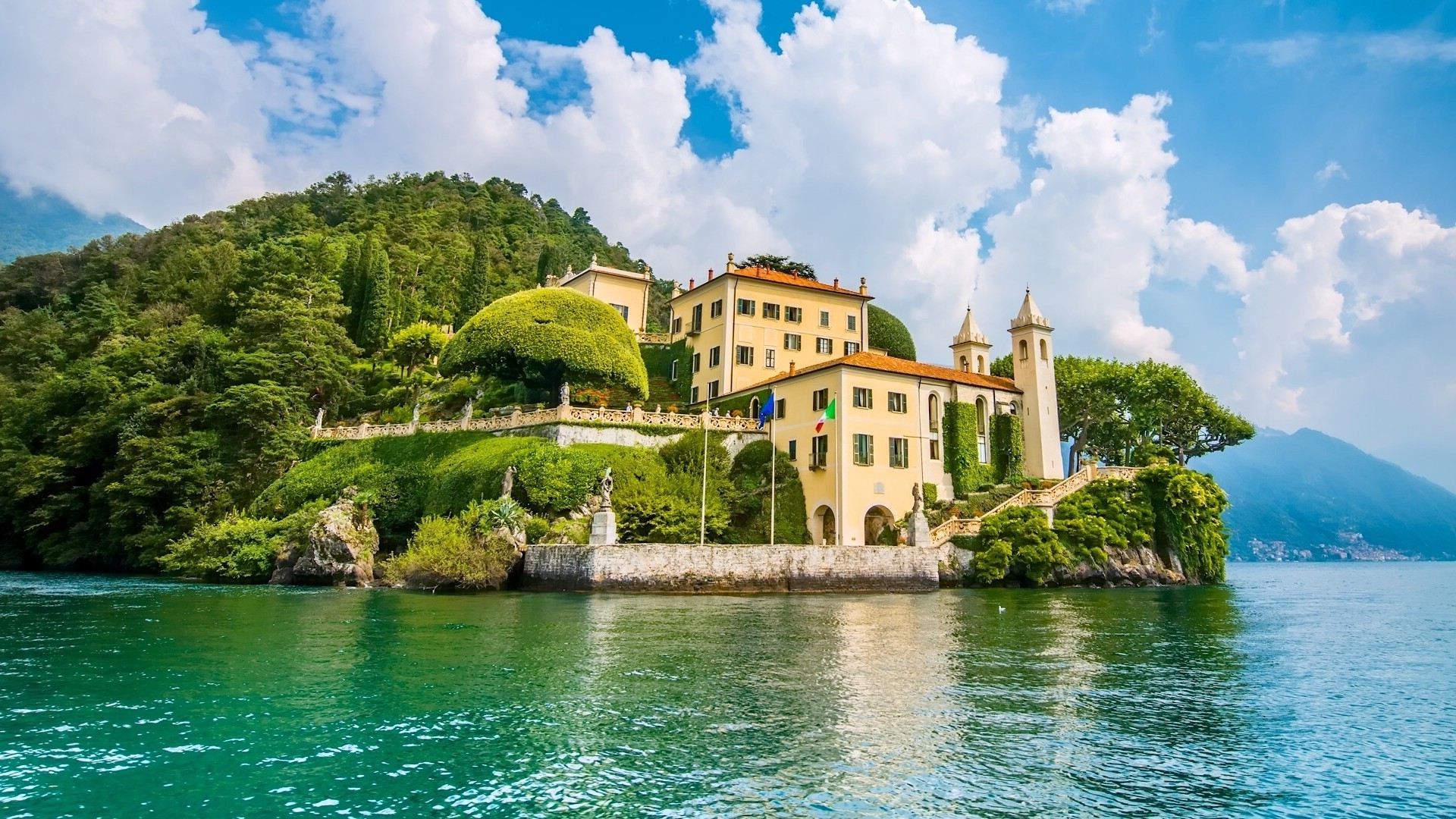 Man Made Villa Balbianello Building Architecture Lake Tree 1920x1080