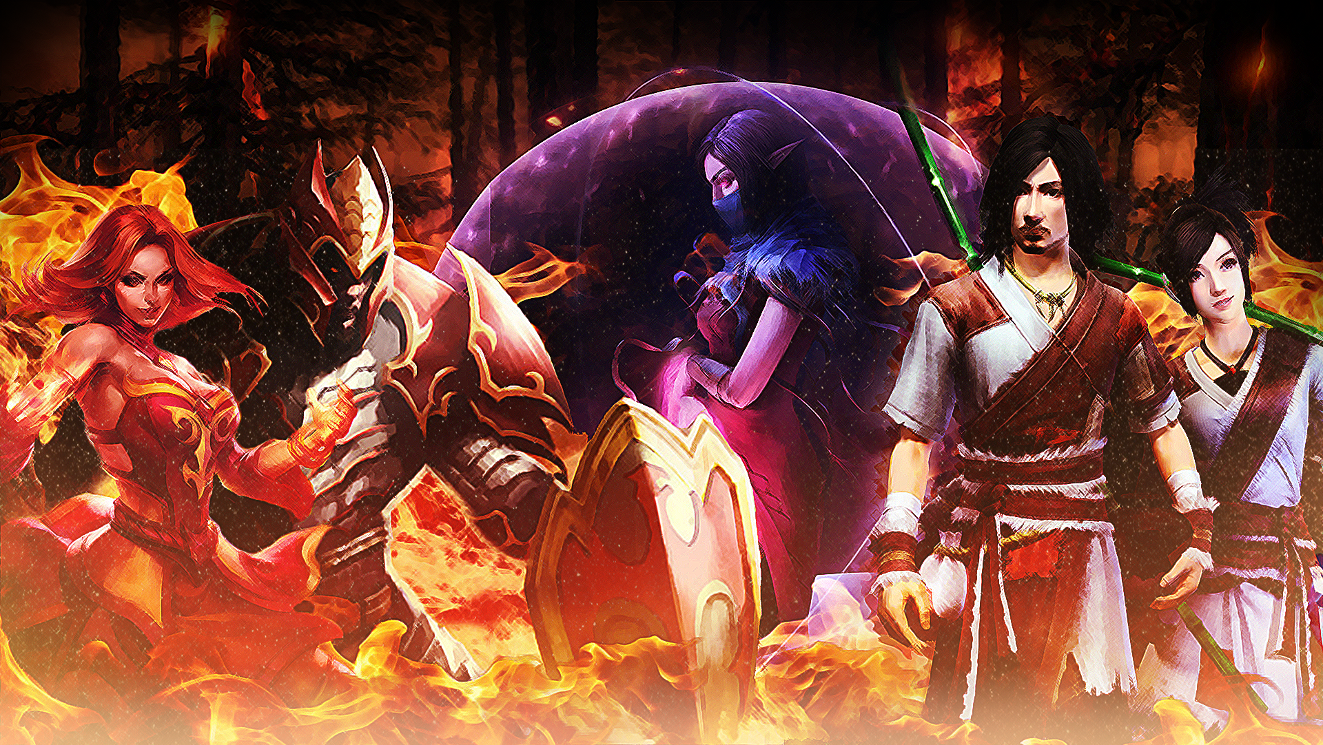 Dota 2 Video Game Characters Warrior Dragon Knight Magician Lina Templar Assassin Lanaya Video Games 1920x1082