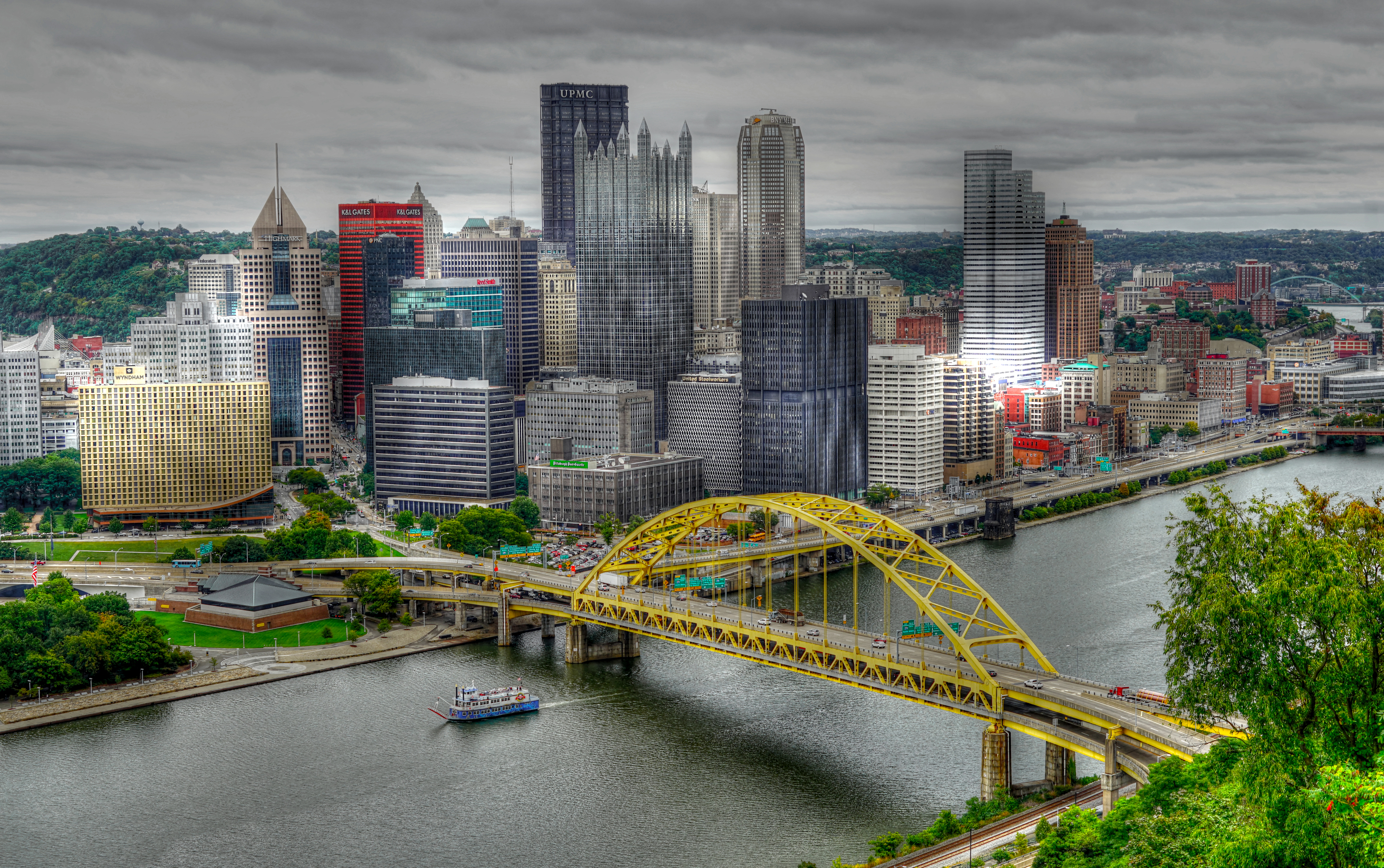 USA River Bridge Skyscraper Pittsburgh Building 4780x3000