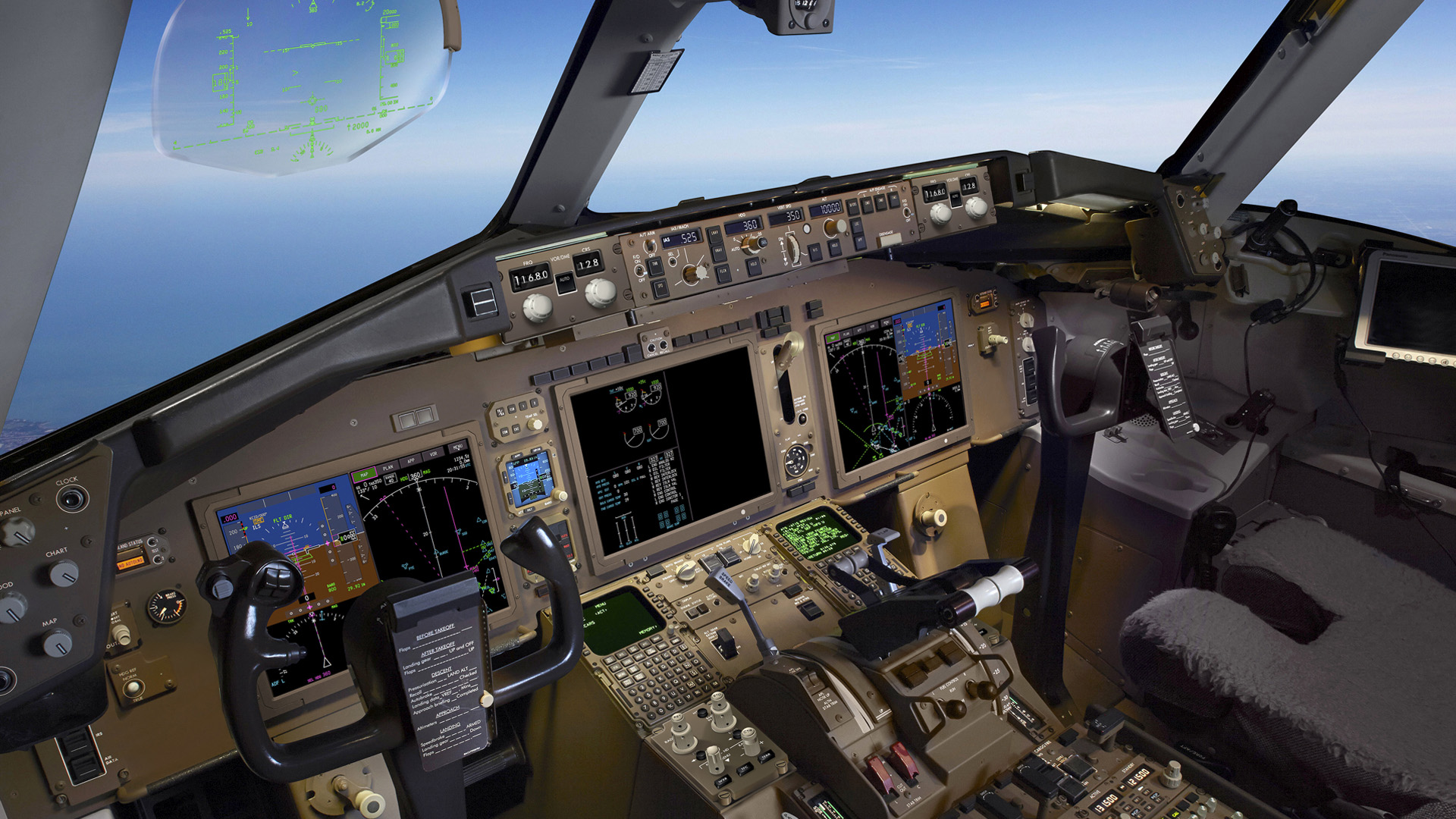 Airplane Technology Cockpit Chair Monitor Buttons Multiple Display 1920x1080