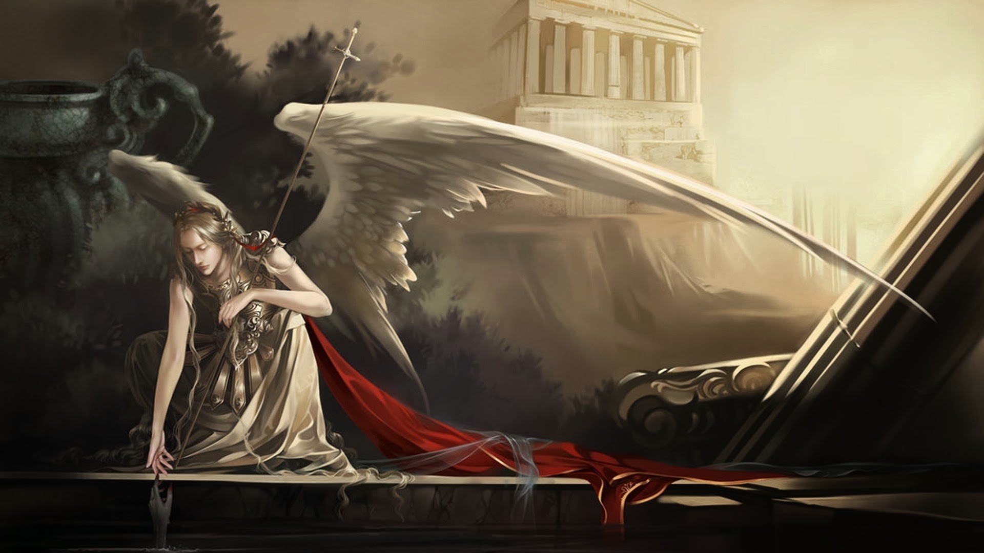 Temple Angel Fantasy Art Athena 1920x1080