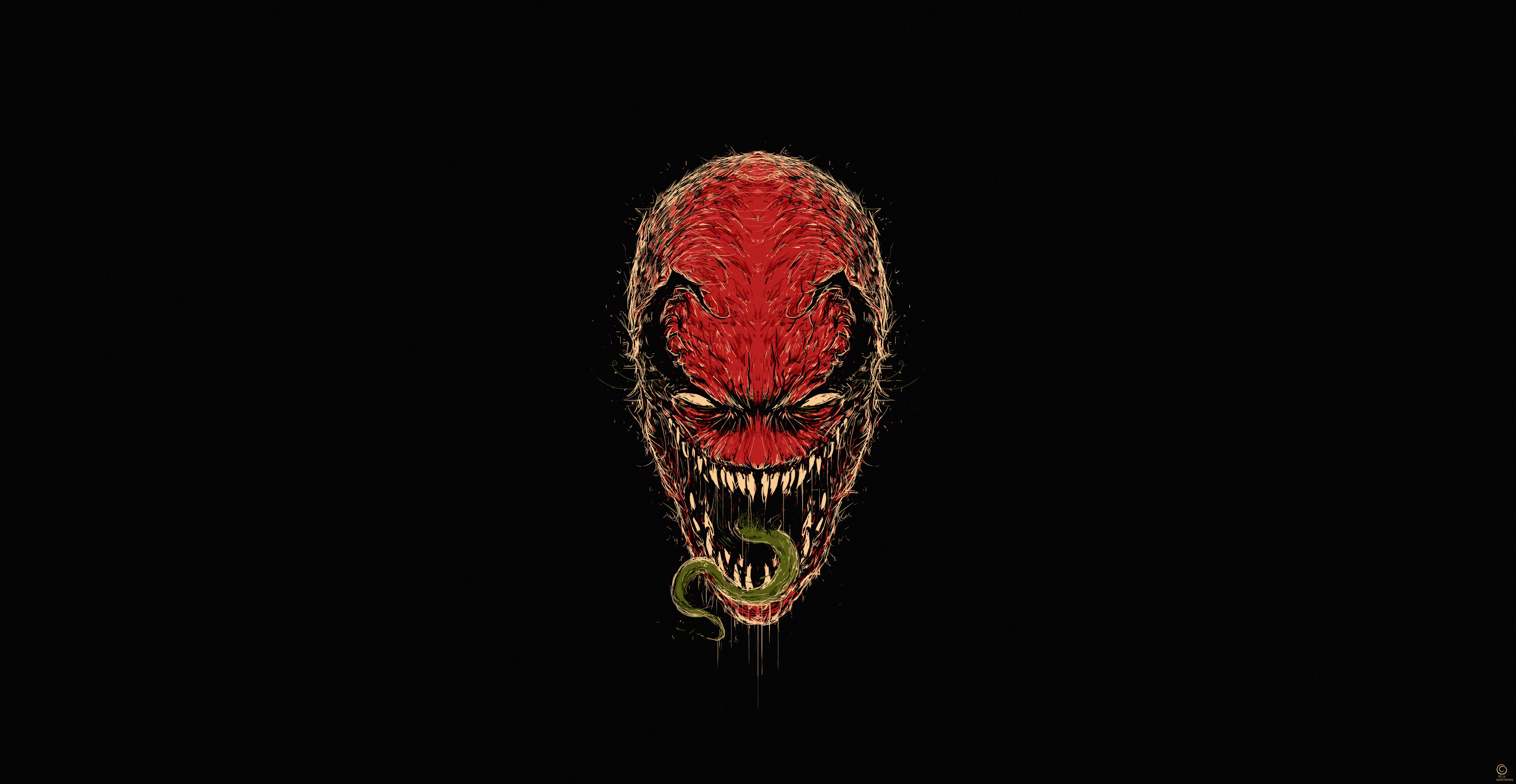 Artwork Venom Creature Simple Background Carnage Marvel Comics Frontal View 5220x2700