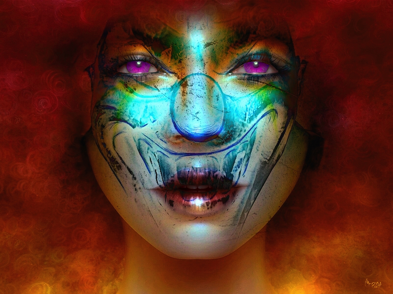 Goddess Woman Cute Girl Fantasy Abstract Artistic Enhanced Colors Colorful Eye Face 1600x1200