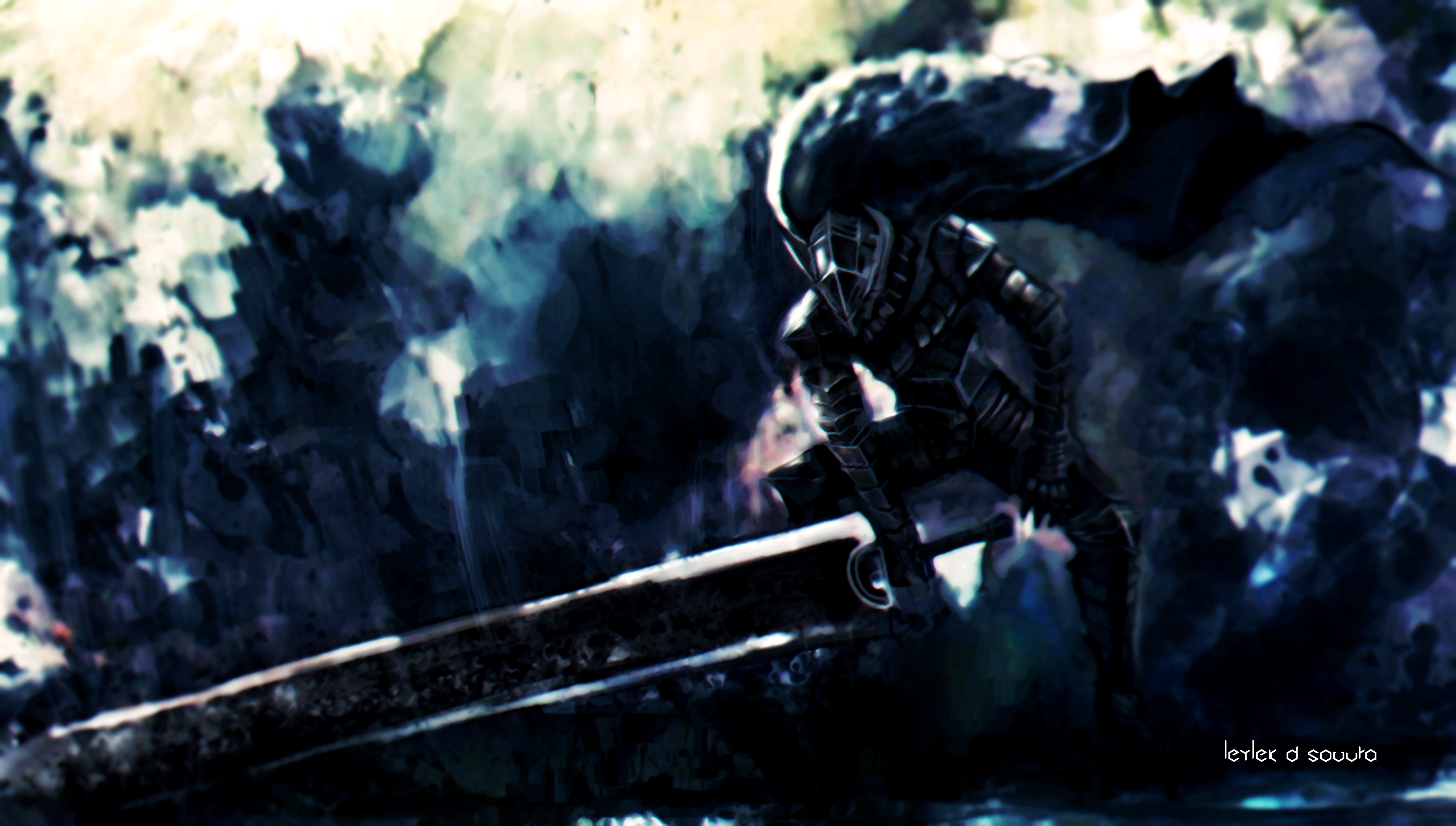 Leylek D Sovura Artwork Berserk Kentaro Miura Black Knight Black Swordsman 3840x2180