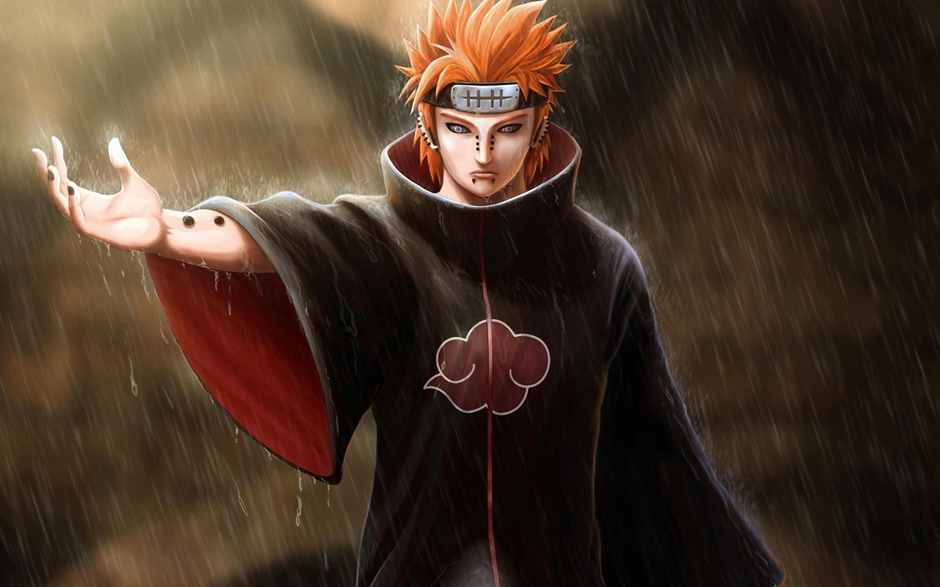 Naruto Shippuuden Anime Akatsuki Rain Redhead Pein 1920x1200