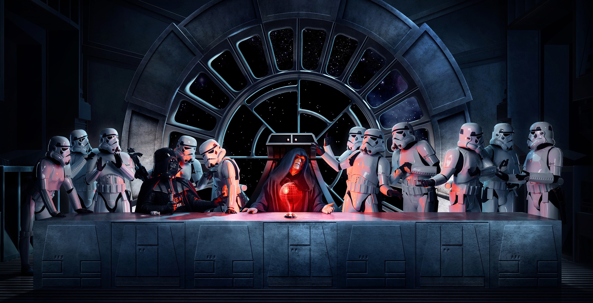 Star Wars Darth Vader Emperor Palpatine Stormtrooper The Last Supper Death Star Sith 2500x1278