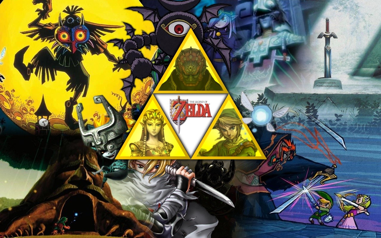 The Legend Of Zelda Zelda Link Collage Video Games Princess Zelda Skull Kid Ganondorf Sheik Midna Ga 1280x800