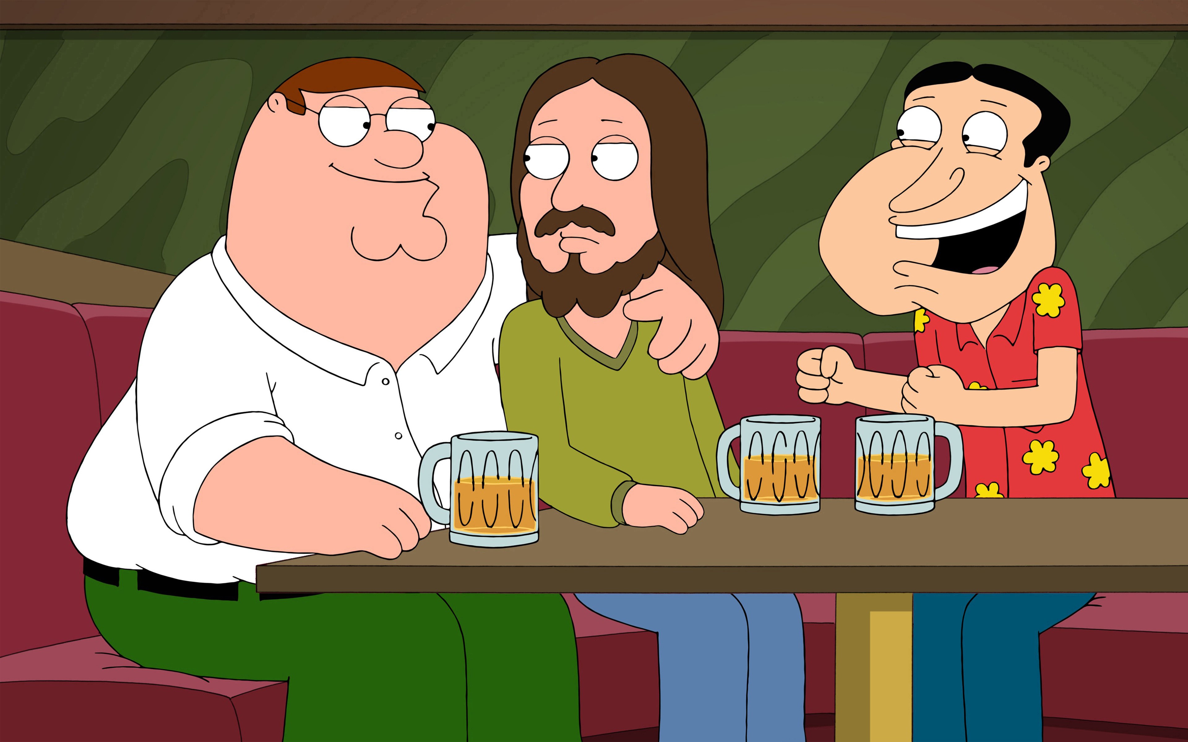 Family Guy Peter Griffin Glenn Quagmire Beer Jesus Christ 3840x2400