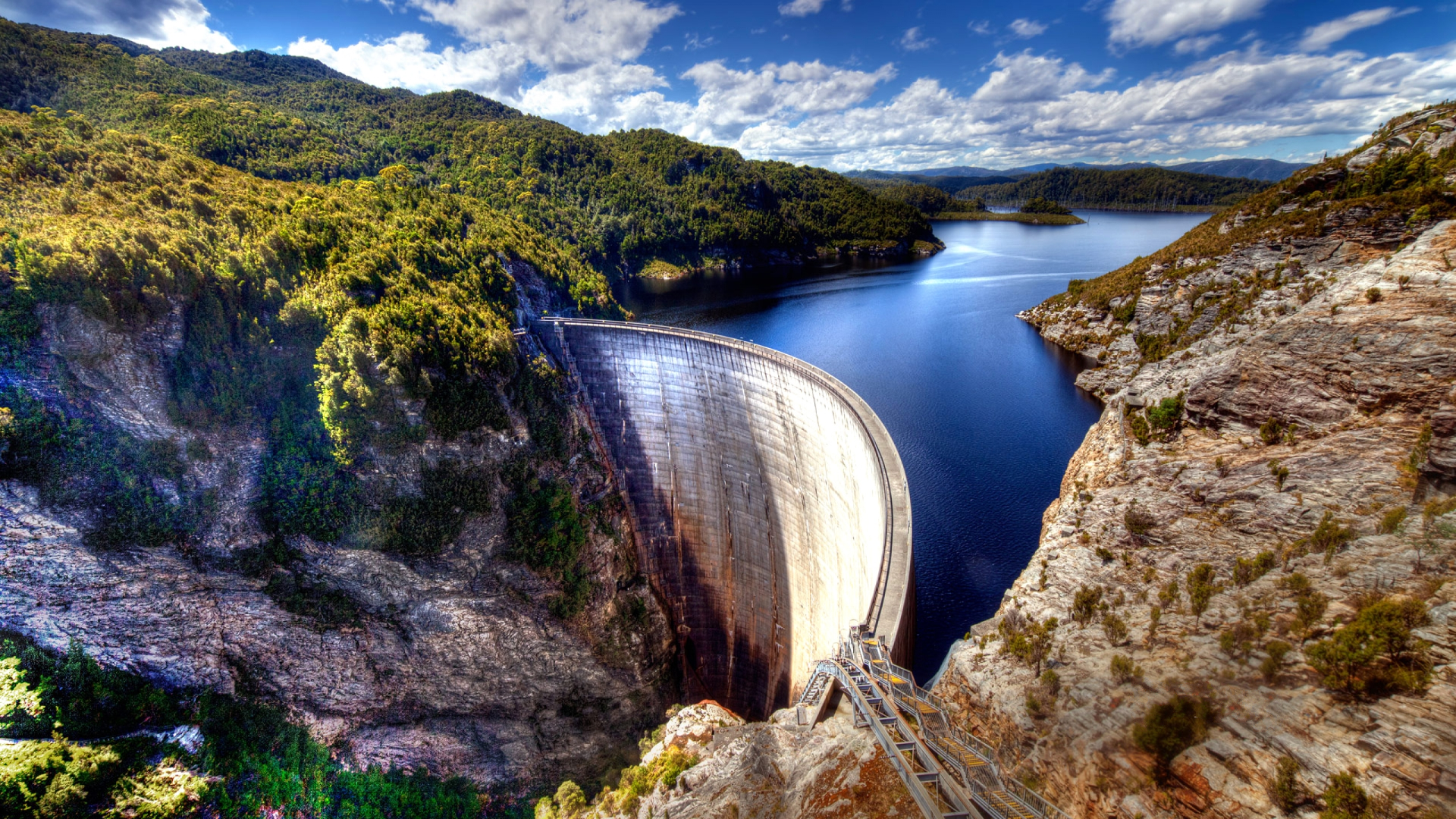 Man Made Dam Gordon Dam Australia Lake Tasmania 1920x1080