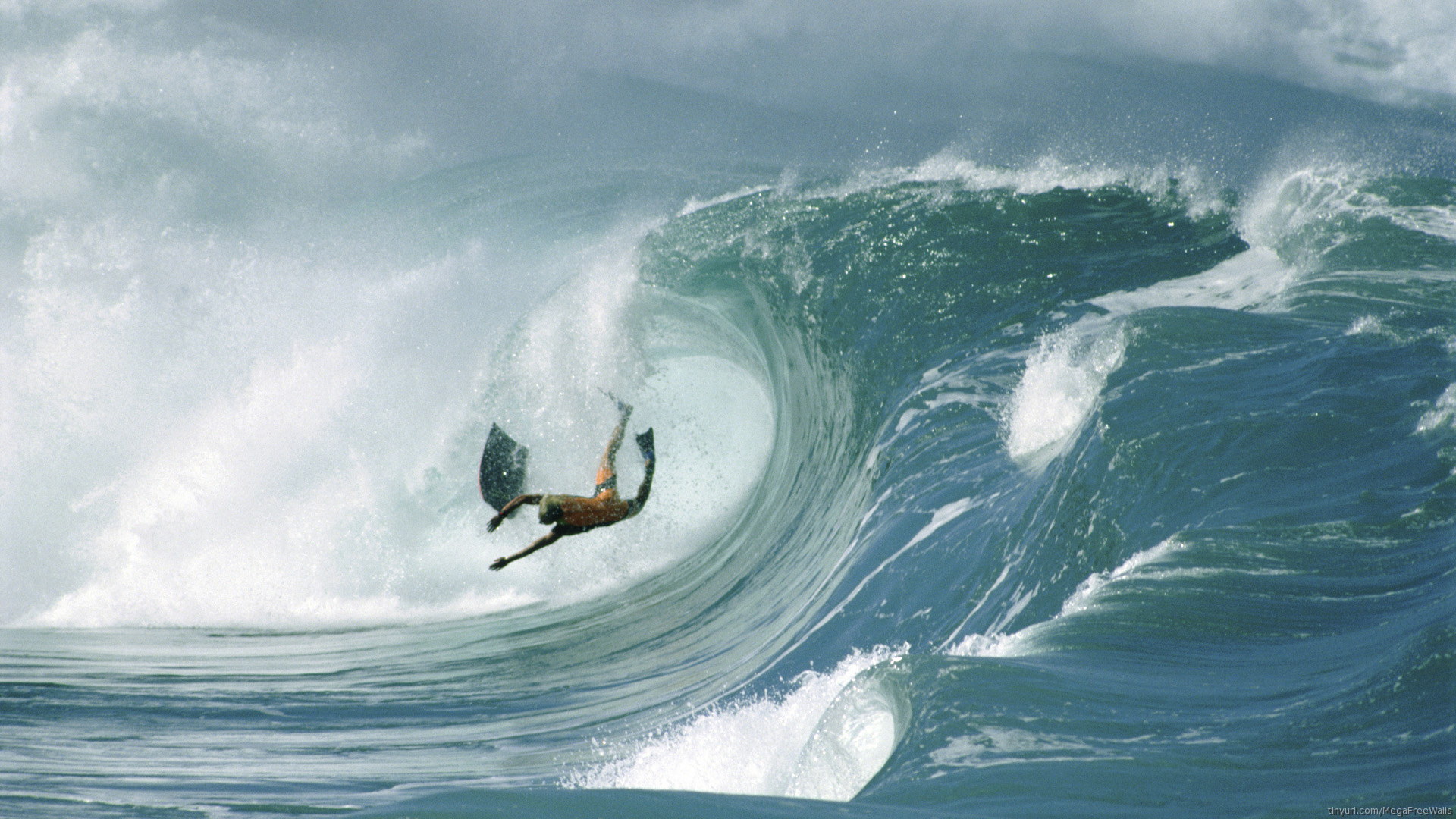 Wave Ocean Surfing Wipeout Bodyboarding 1920x1080