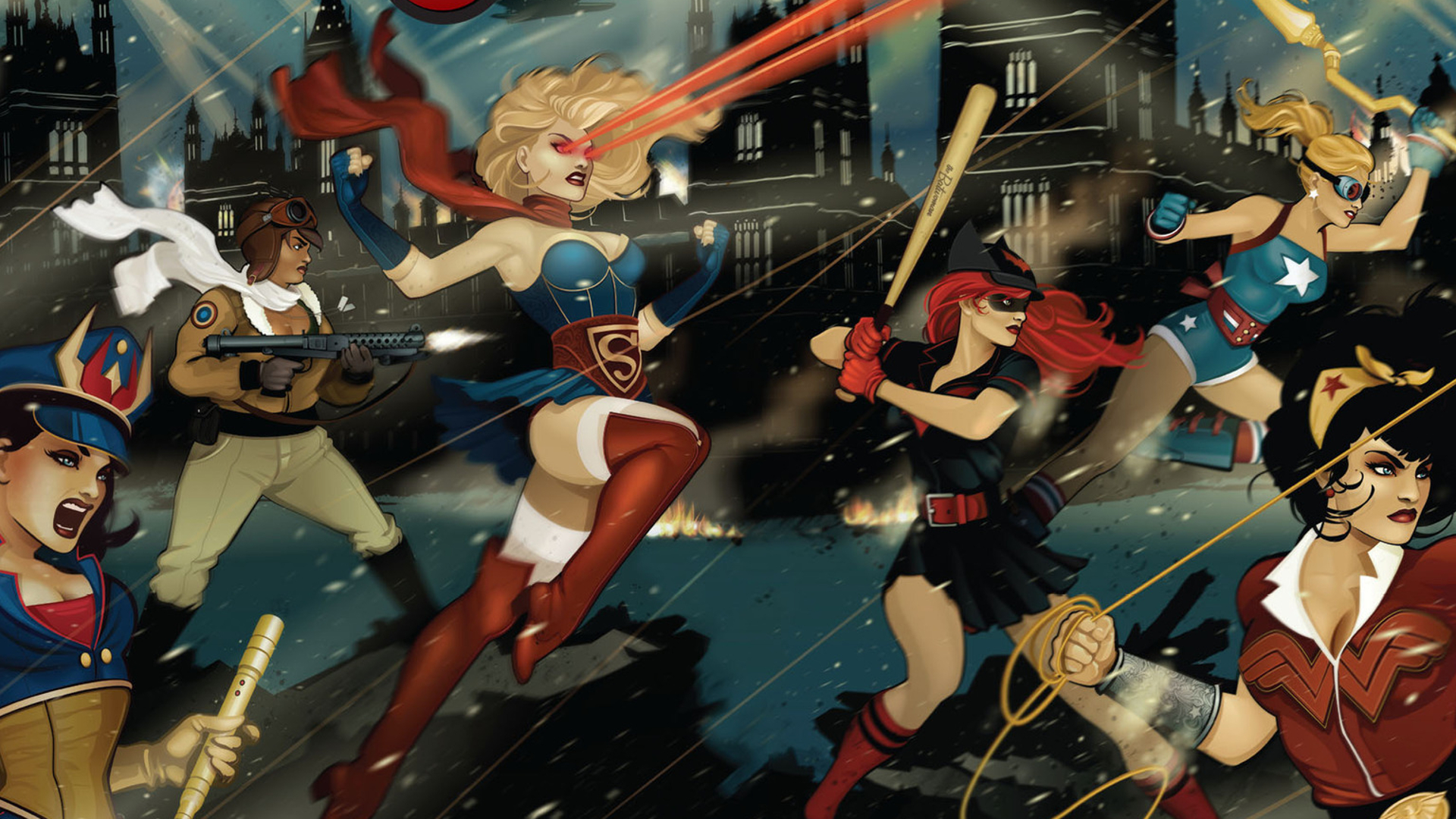 DC Bombshells Wonder Woman Supergirl Batwoman 1920x1080