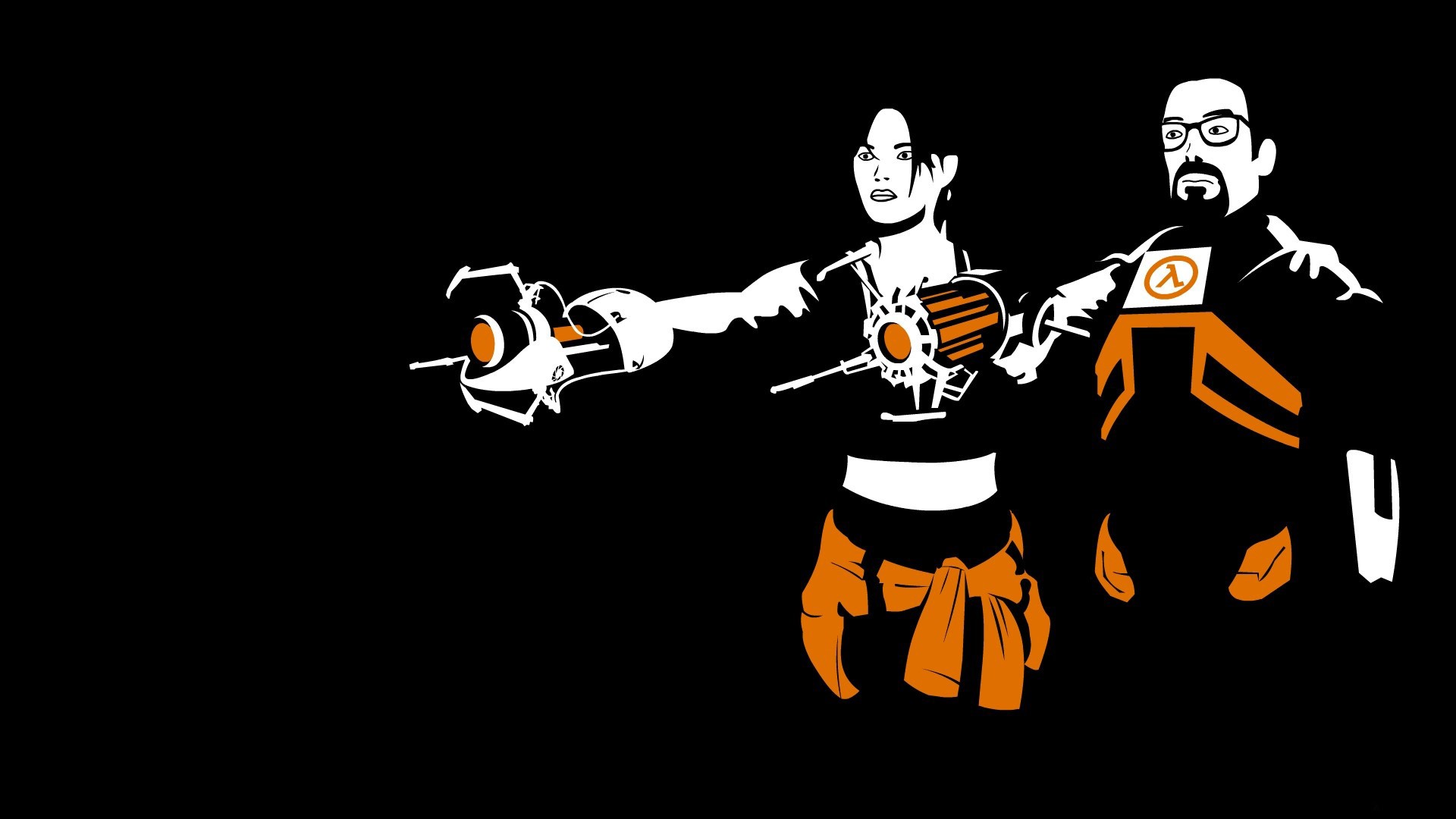 Half Life 2 Portal 2 Gordon Freeman Black Background Vector Orange Video Games Portal Gun Gravity Gu 1920x1080
