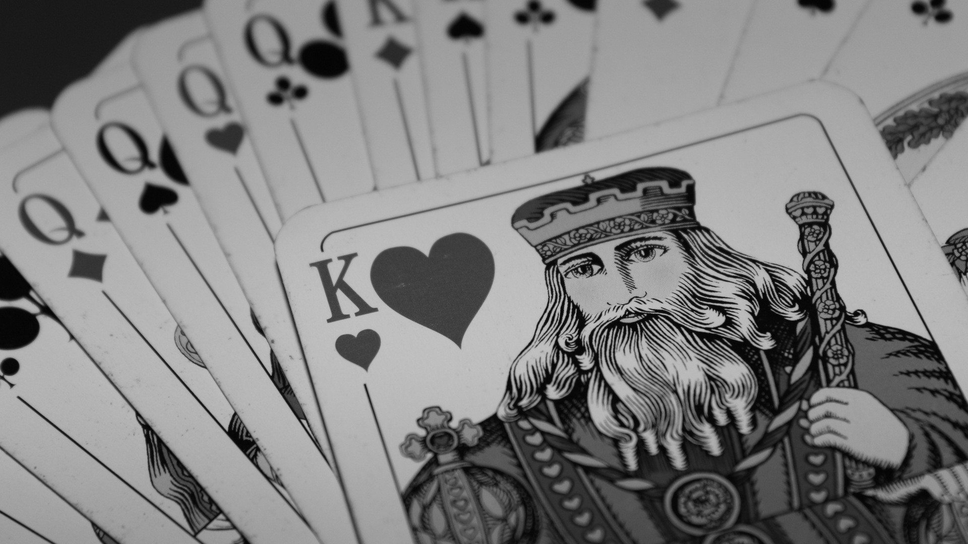 Playing Cards King Monochrome 1920x1080
