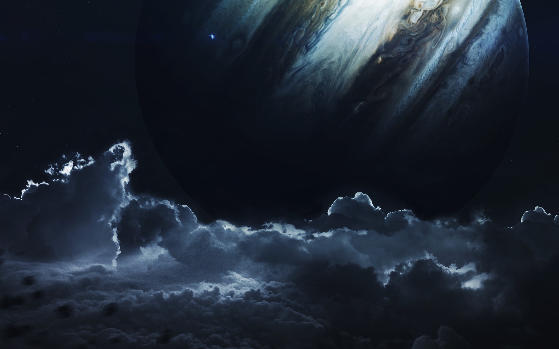 Dark Space Clouds Planet Space Art Digital Art Vadim Sadovski 1920x1200