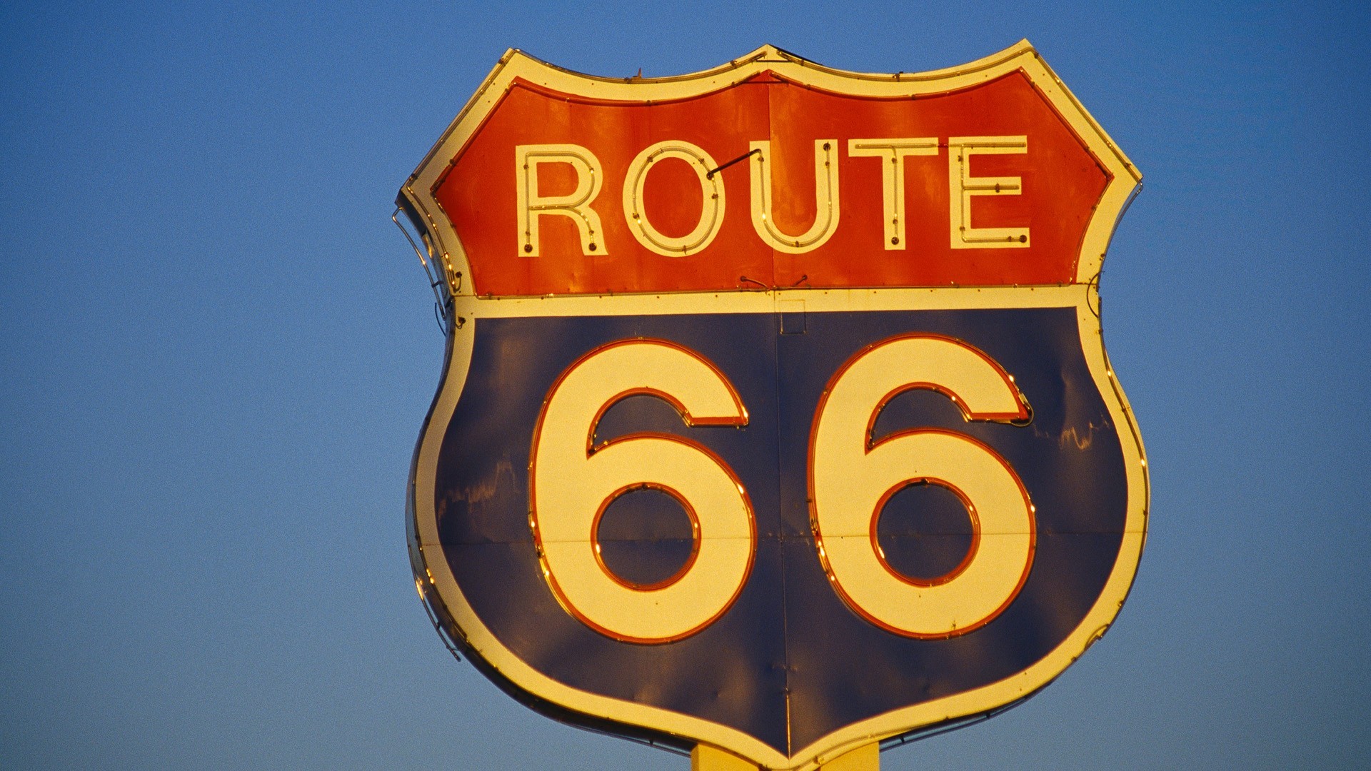 Route 66 Signs Simple Background Numbers Blue Background 1920x1080