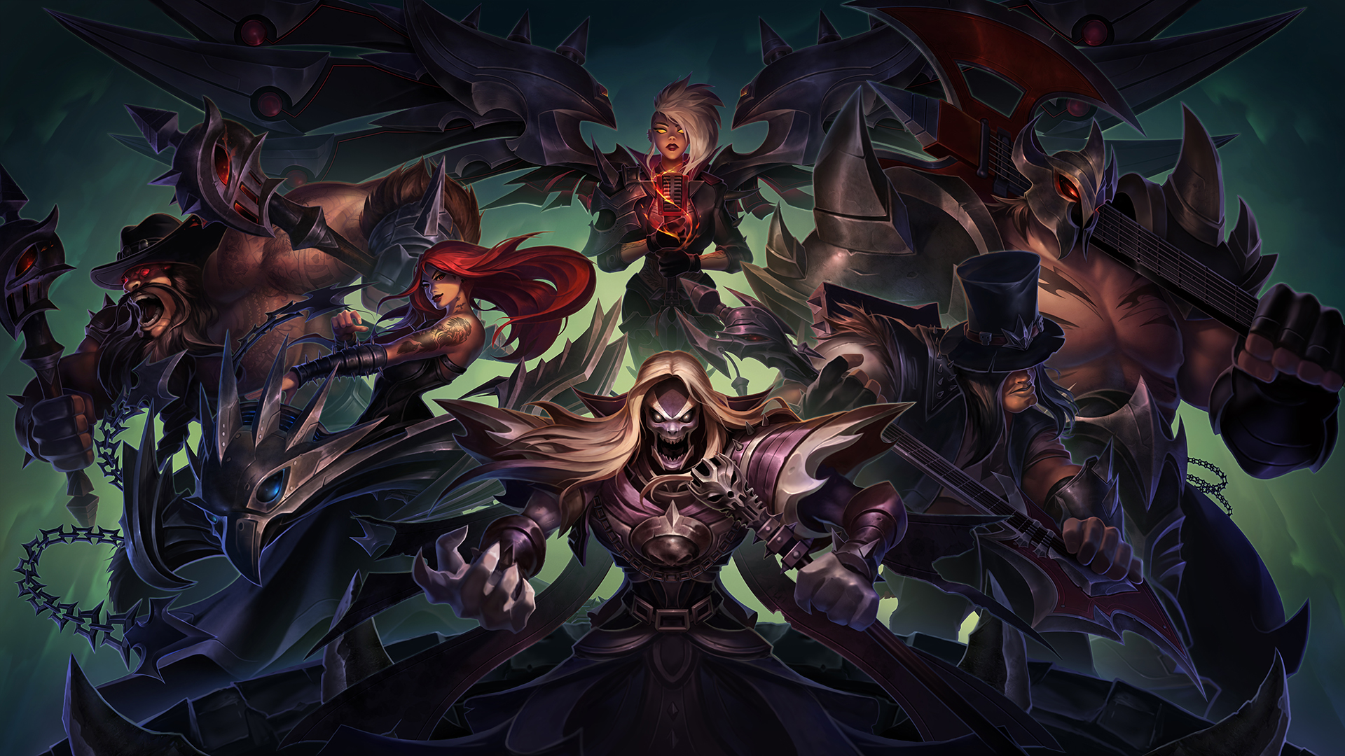 Pentakill League Of Legends Sona League Of Legends Kayle Mordekaiser Olaf Yorick Karthus Teemo Leagu 1920x1080