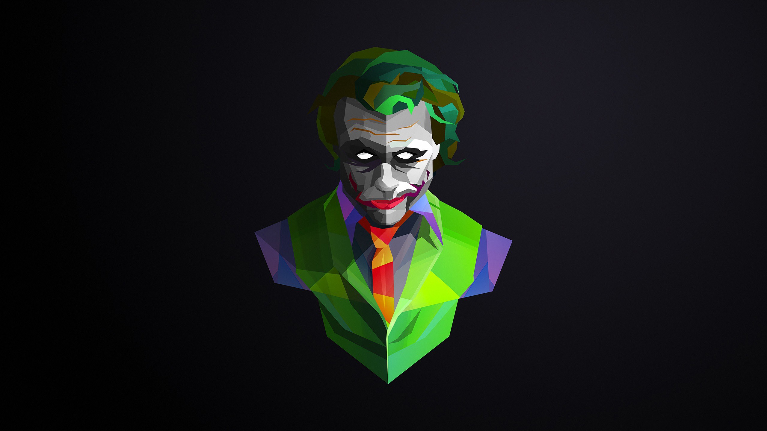 Justin Maller Low Poly Minimalism Digital Art Joker 2560x1440