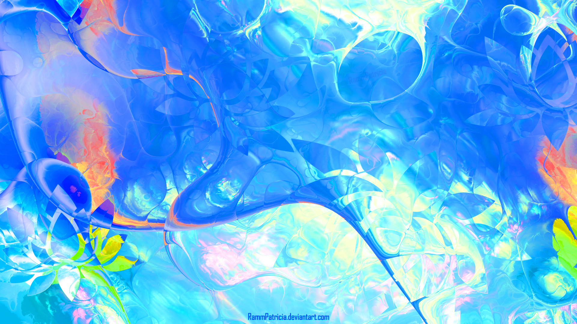 RammPatricia Abstract Digital Digital Art Colorful Water Underwater Lotus Flowers Flowers Fresh Wate 1920x1080