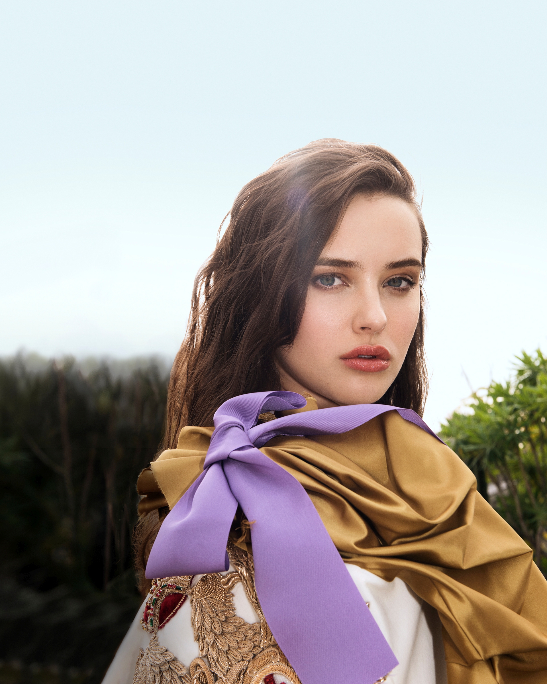 Katherine Langford Women Actress Long Hair Women Outdoors Blue Eyes Brunette 1920x2400