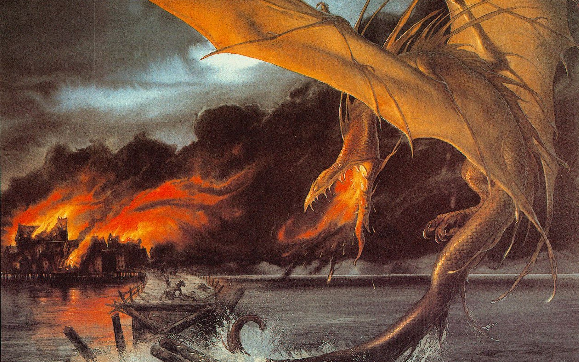 The Hobbit Smaug Dragon Fantasy Art 1920x1200