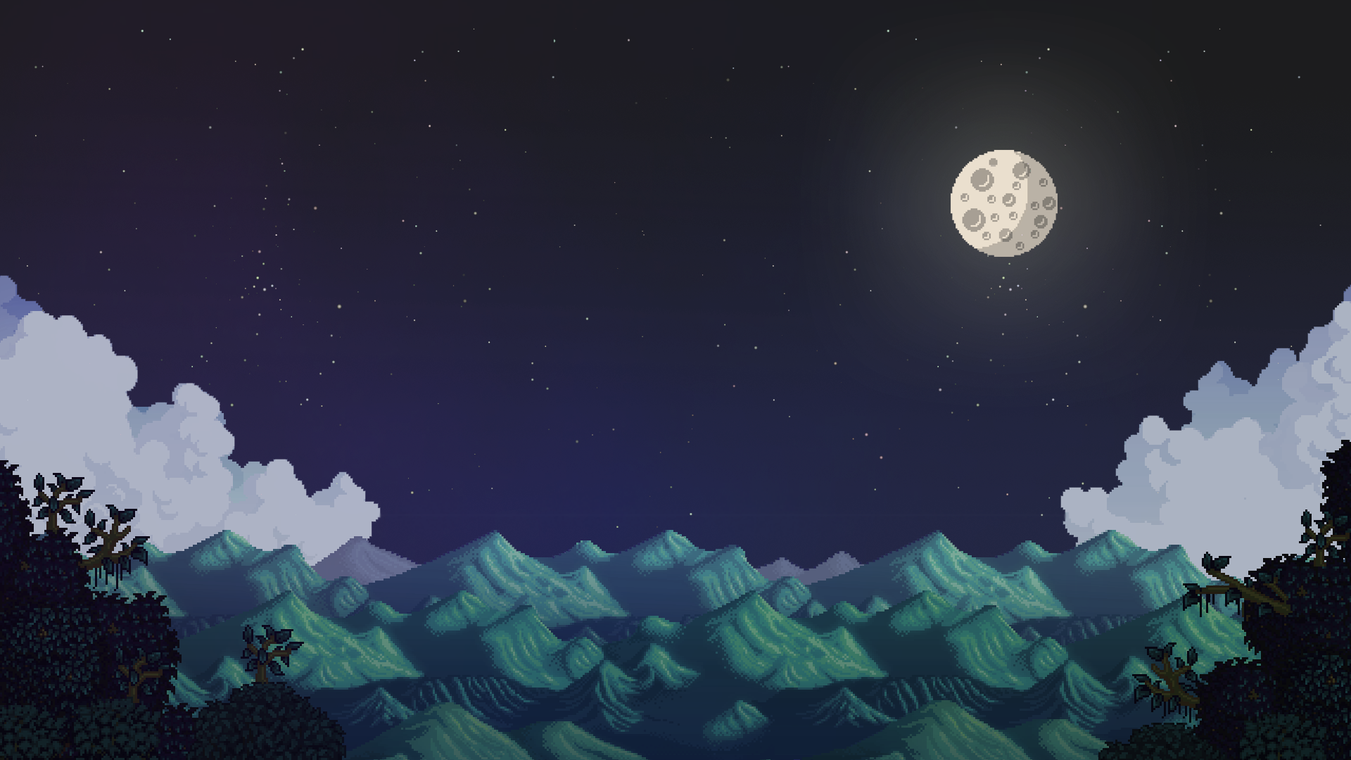 Stardew Valley Moon Landscape Pixel Art 1920x1080