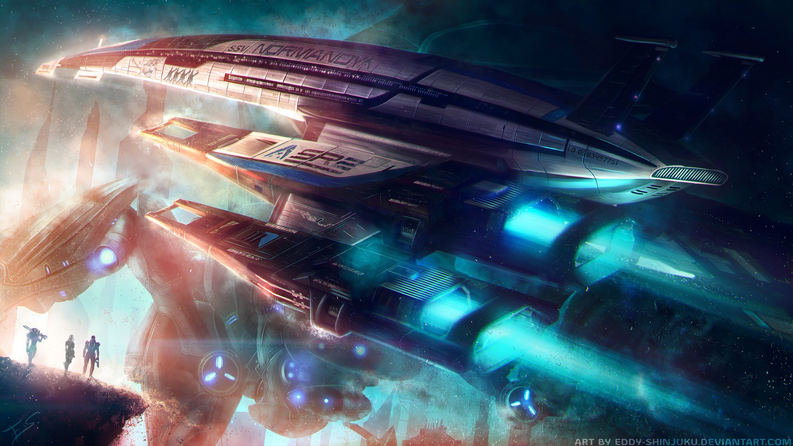 Mass Effect Normandy SR 2 TaliZorah Commander Shepard John Shepard Garrus Vakarian Video Games Reape 2560x1440