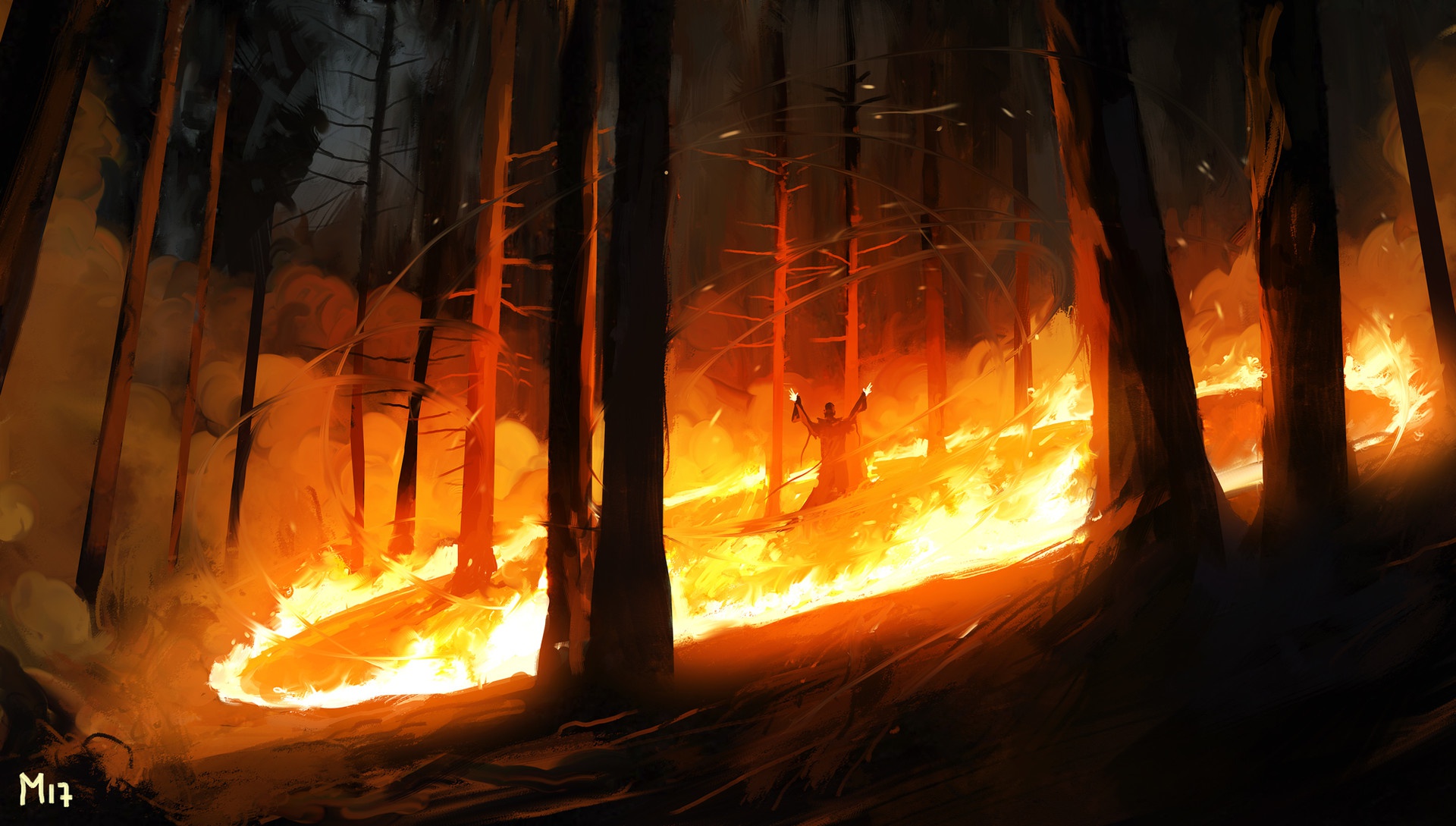 Fantasy Art Dominik Mayer Fire Digital Art 1920x1089