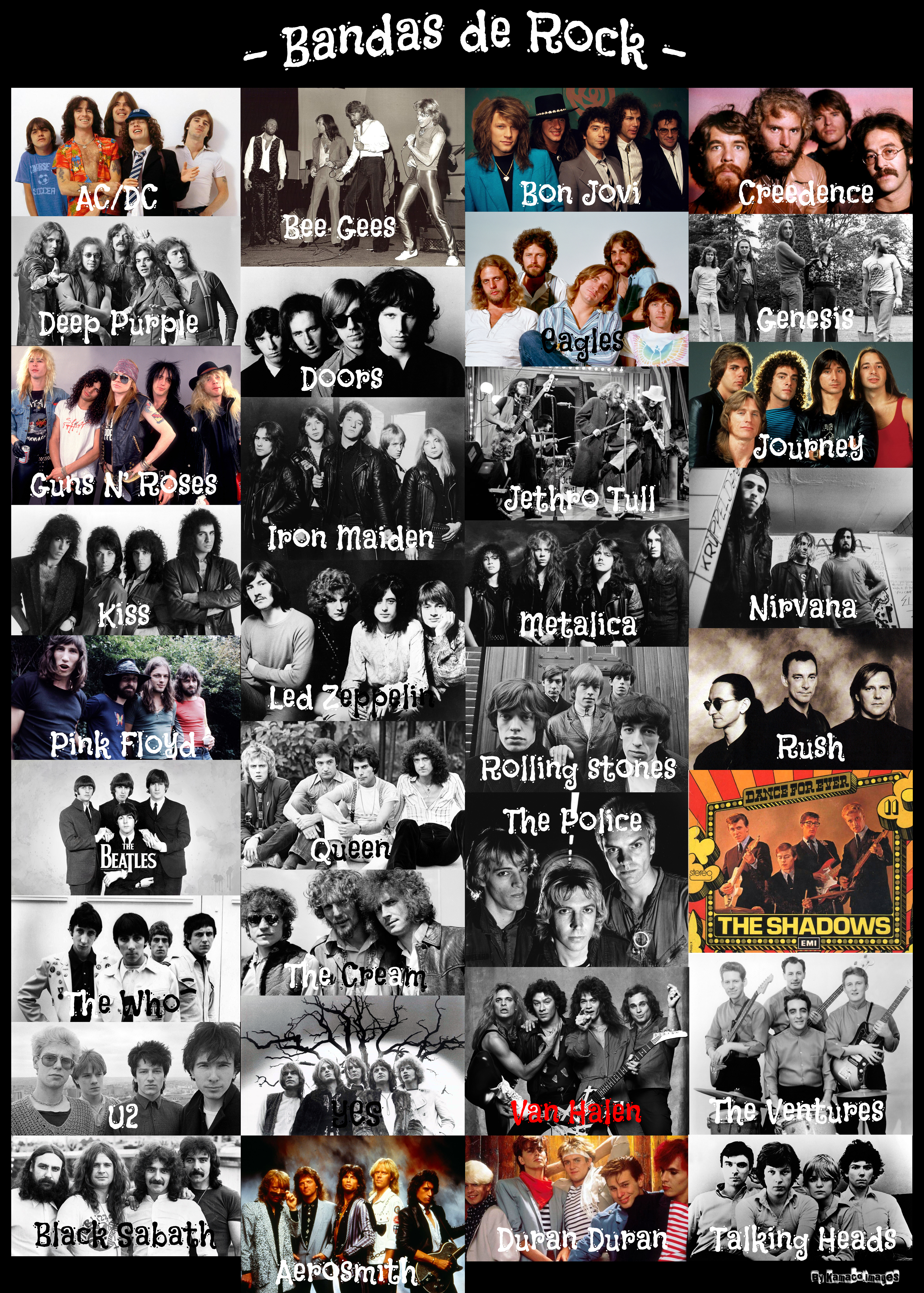 Photoshop People Men Band Poster Music AC DC The Doors Guns N Roses Iron Maiden Kiss Music Nirvana L 4126x5772