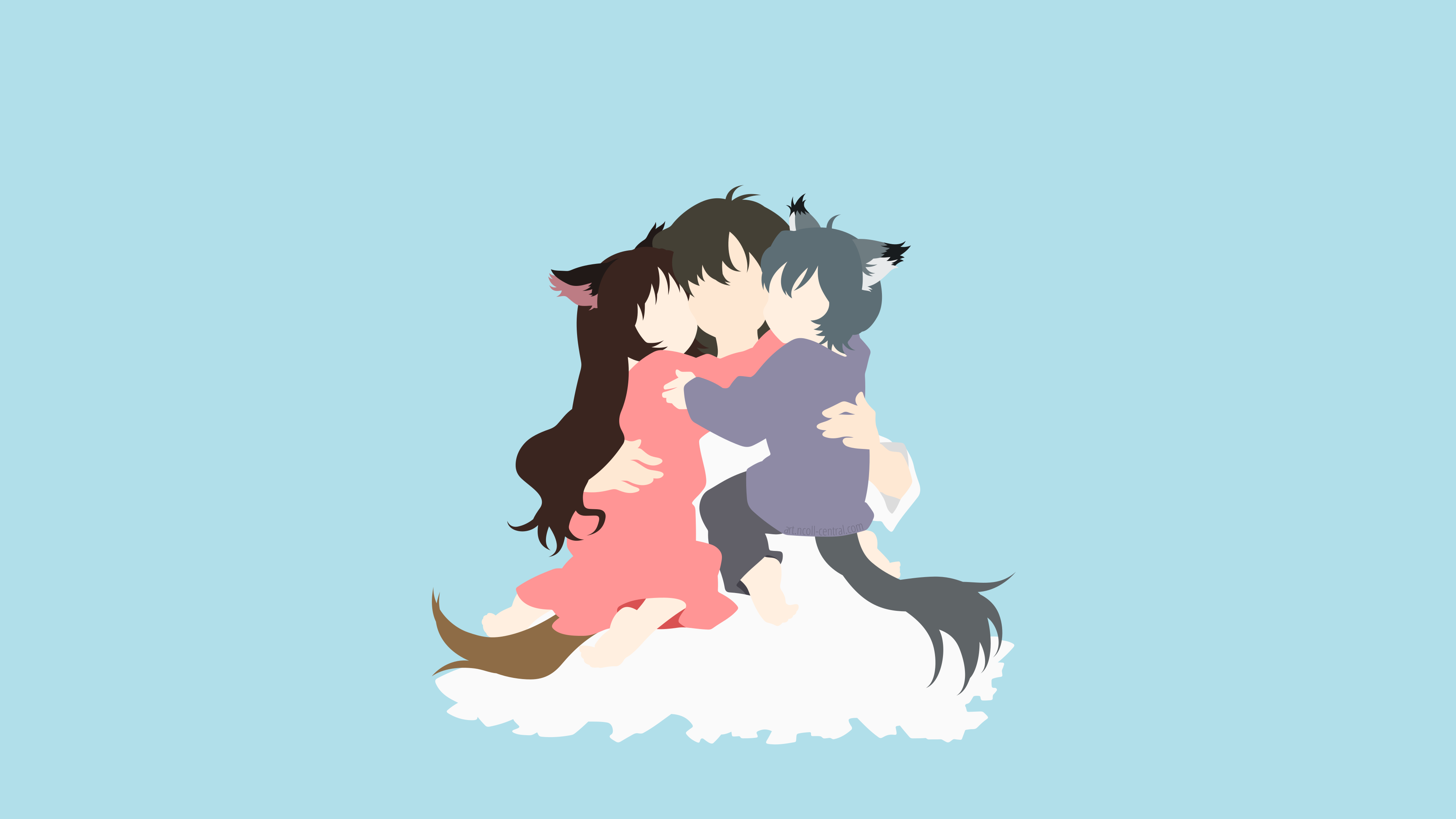 Minimalism Wolf Children Anime 3840x2160