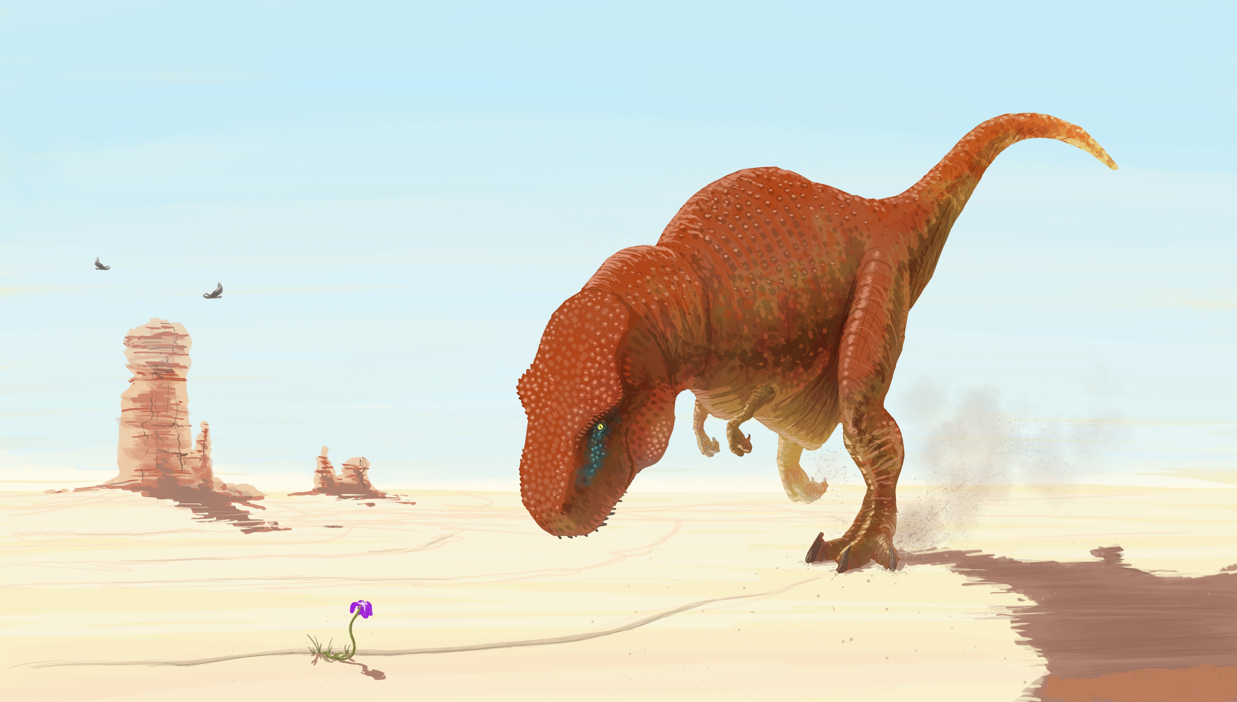 Dinosaur Desert Flower Tyrannosaurus Rex 4000x2272