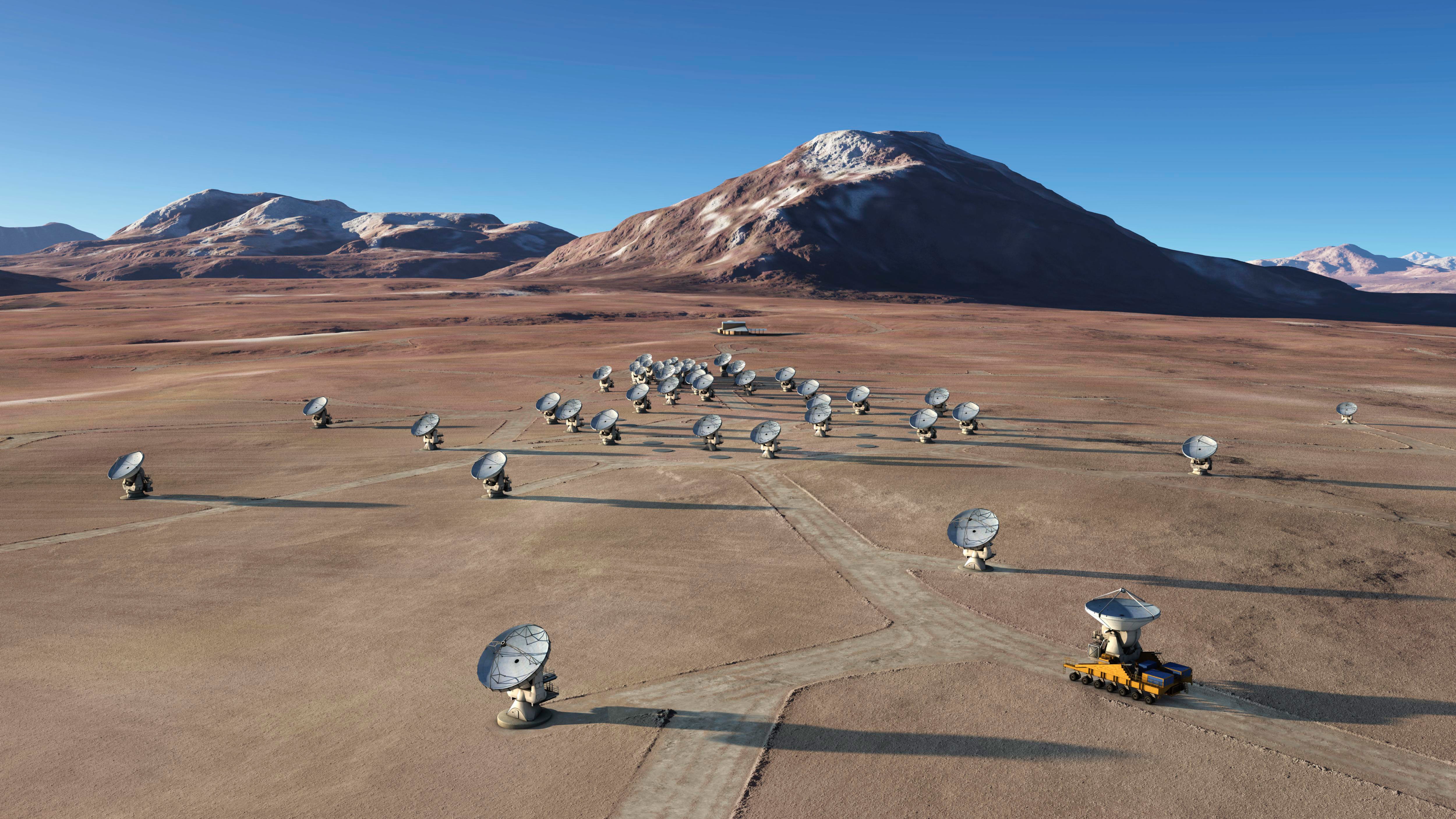 Antenna Landscape Radiotelescope Desert Mountains Aerial View 5000x2812