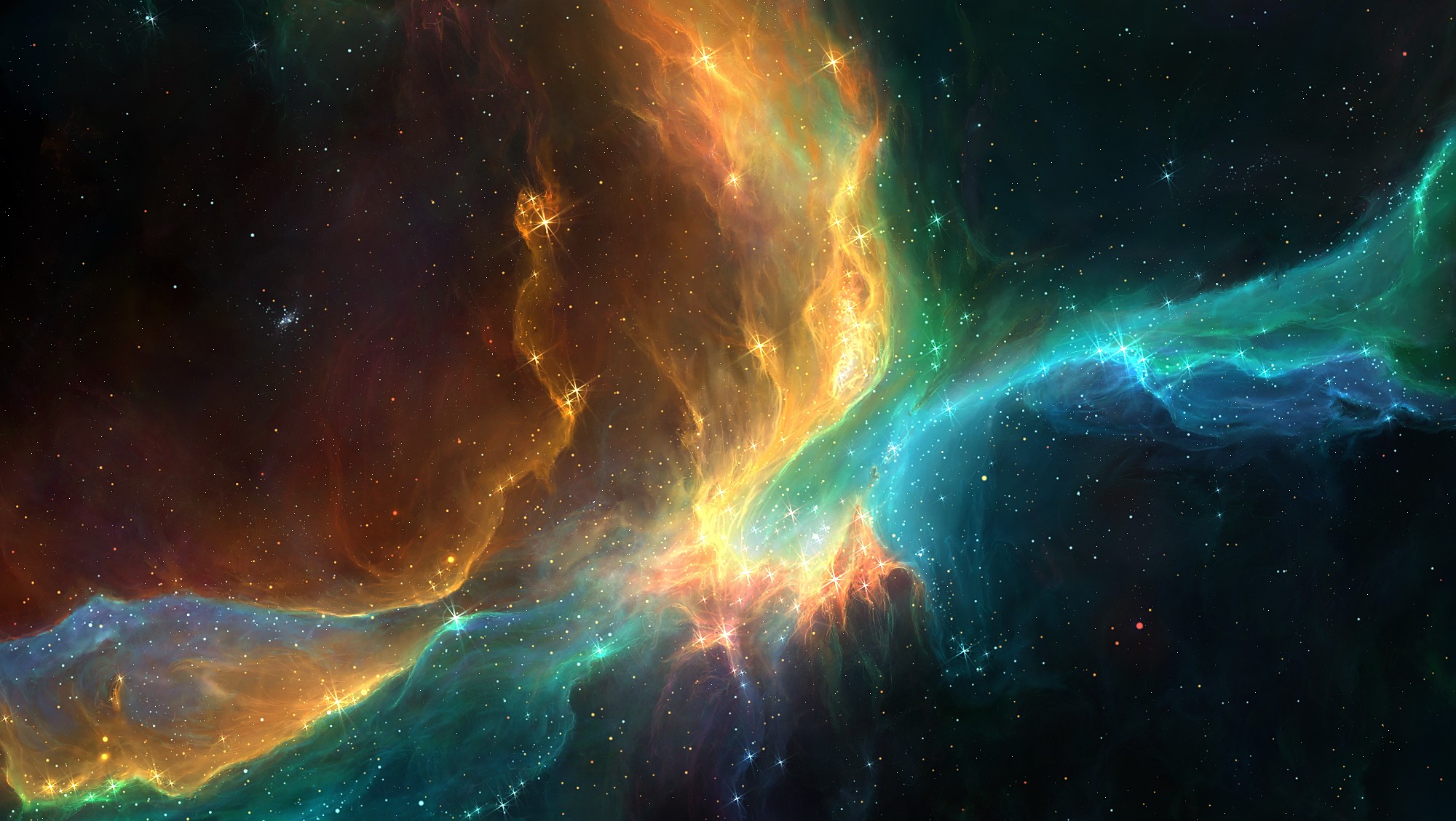 Colorful Galaxy Space Stars Artwork Fantasy Art Digital Art Nebula Planet TylerCreatesWorlds Space A 2000x1129