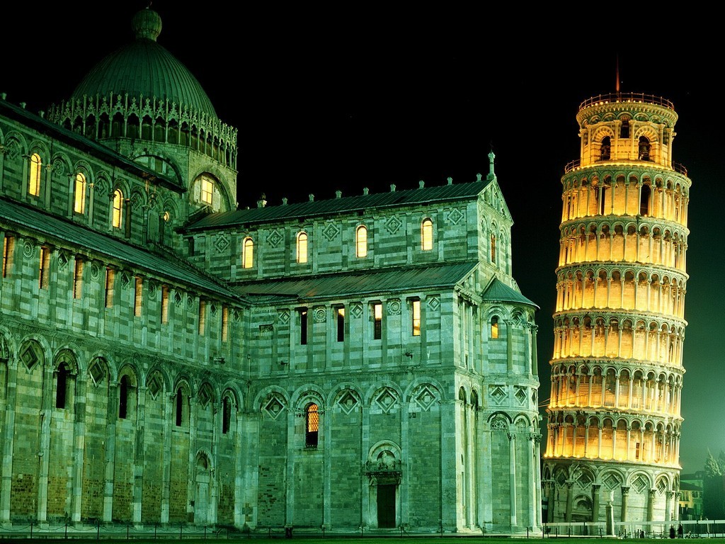 Leaning Tower Of Pisa Italy Night Tower Building 1024x768