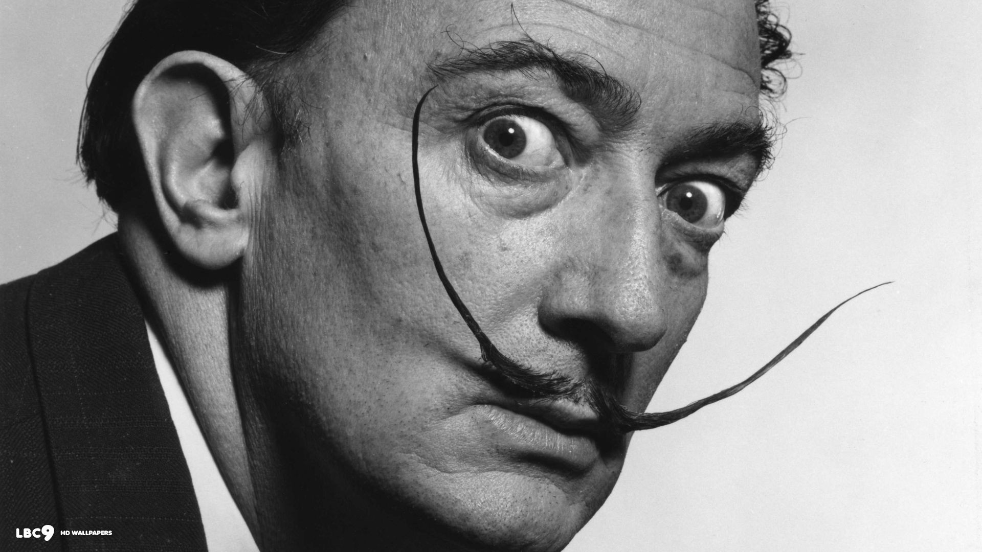 Salvador Dali Painters Moustache Monochrome Portrait 1920x1080