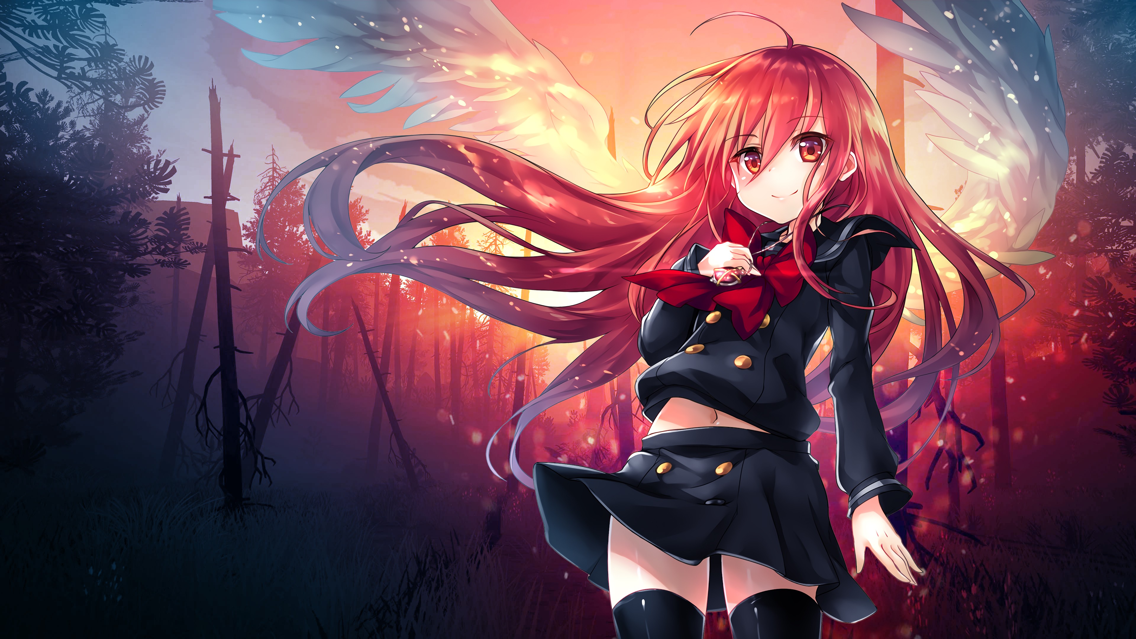 Anime Anime Girls Shana Forest Long Hair Redhead Red Eyes Skirt 3840x2160