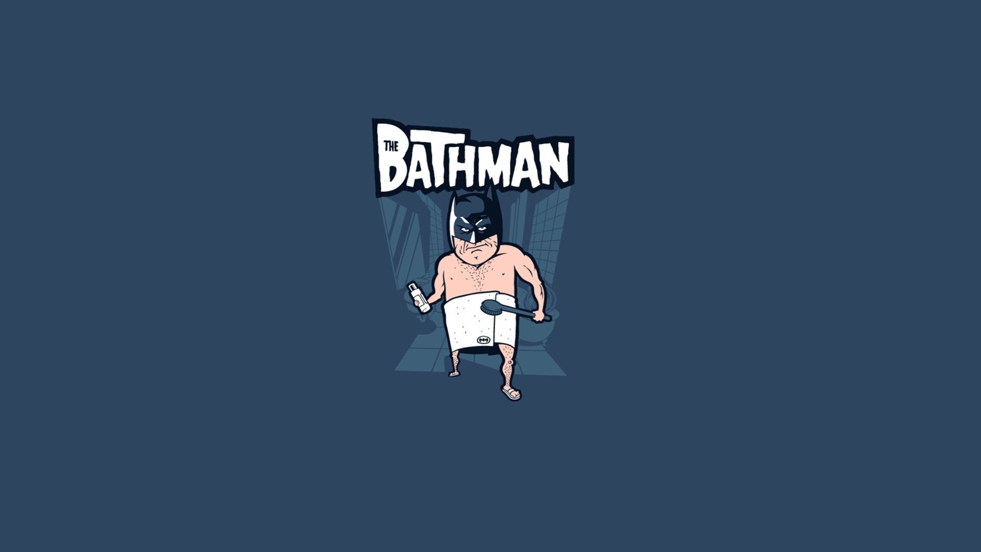 Minimalism Humor Simple Background Batman Bath Comics Logo Mask Flip Flops Towel Blue Background 1920x1080