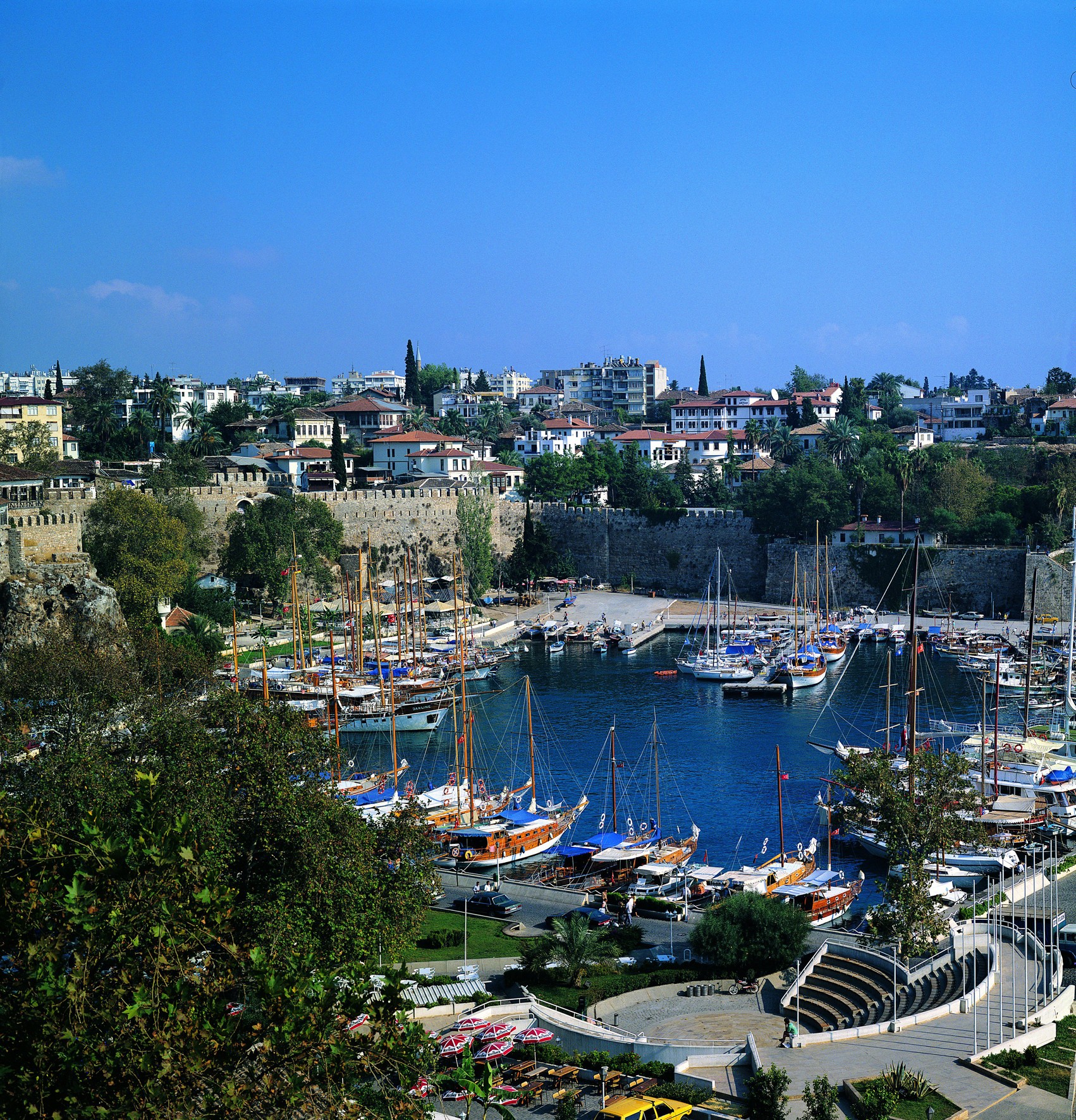 Antalya Cityscape Ports Boat Stone Wall 1702x1772