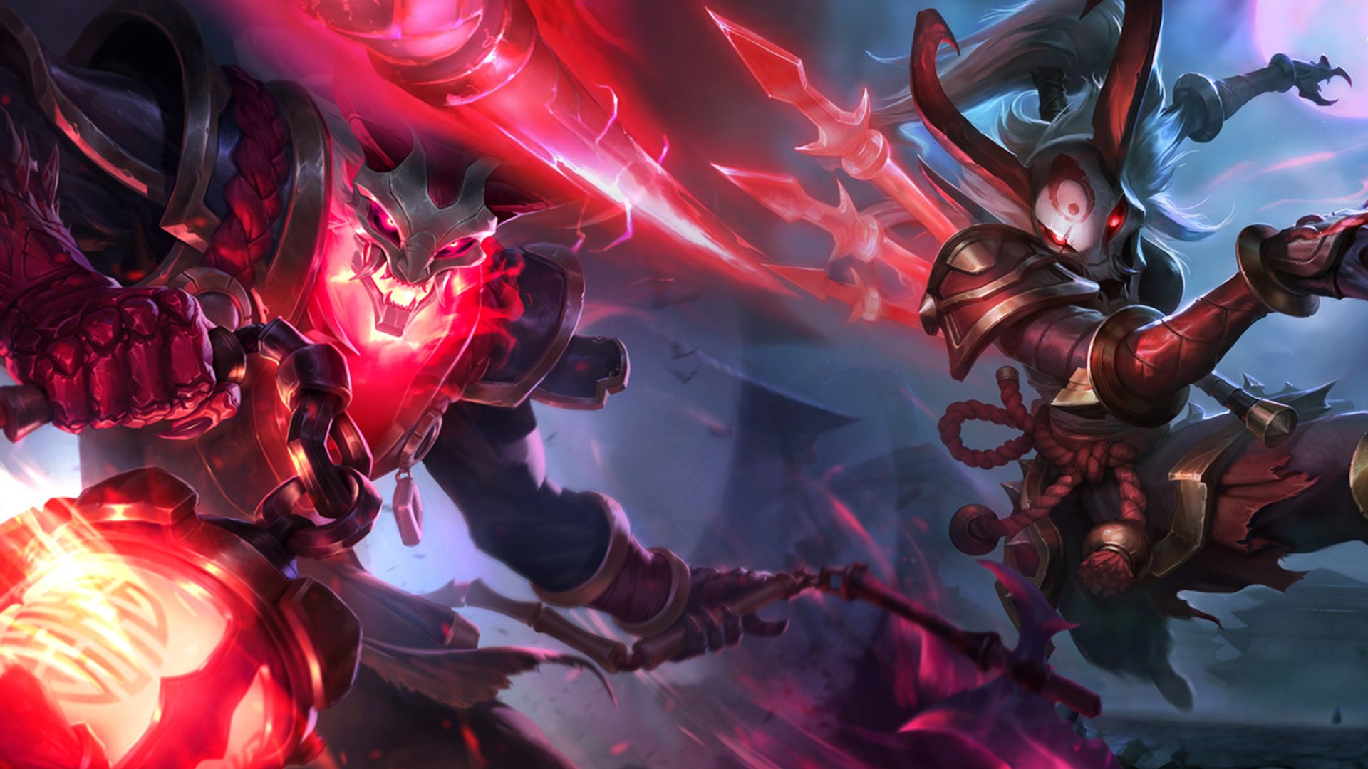 Kalista Fantasy Art Red Eyes Thresh League Of Legends Support League Of Legends ADC Adcarry 1920x1080