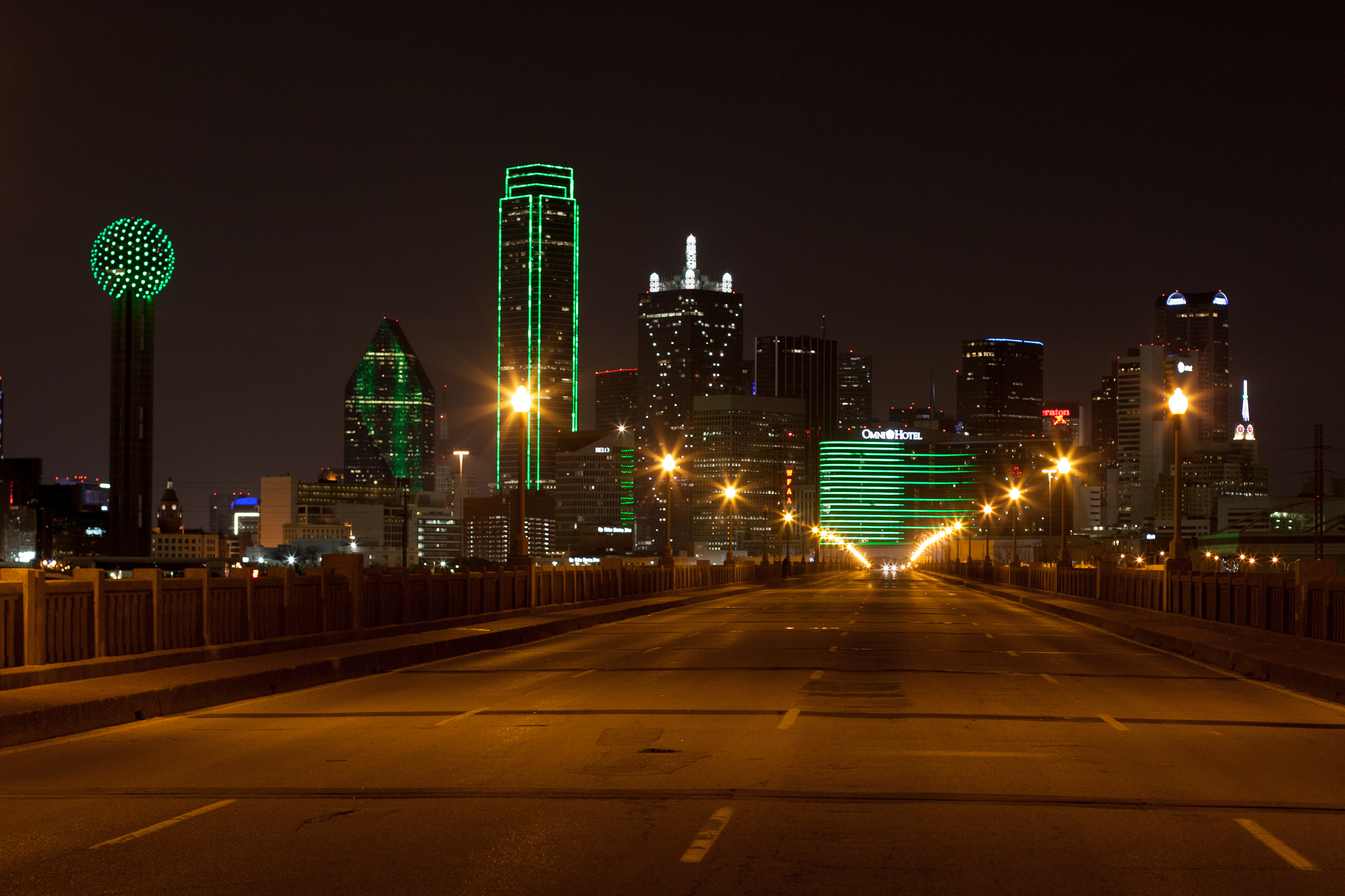 Dallas Texas Lights Road Night 3522x2348