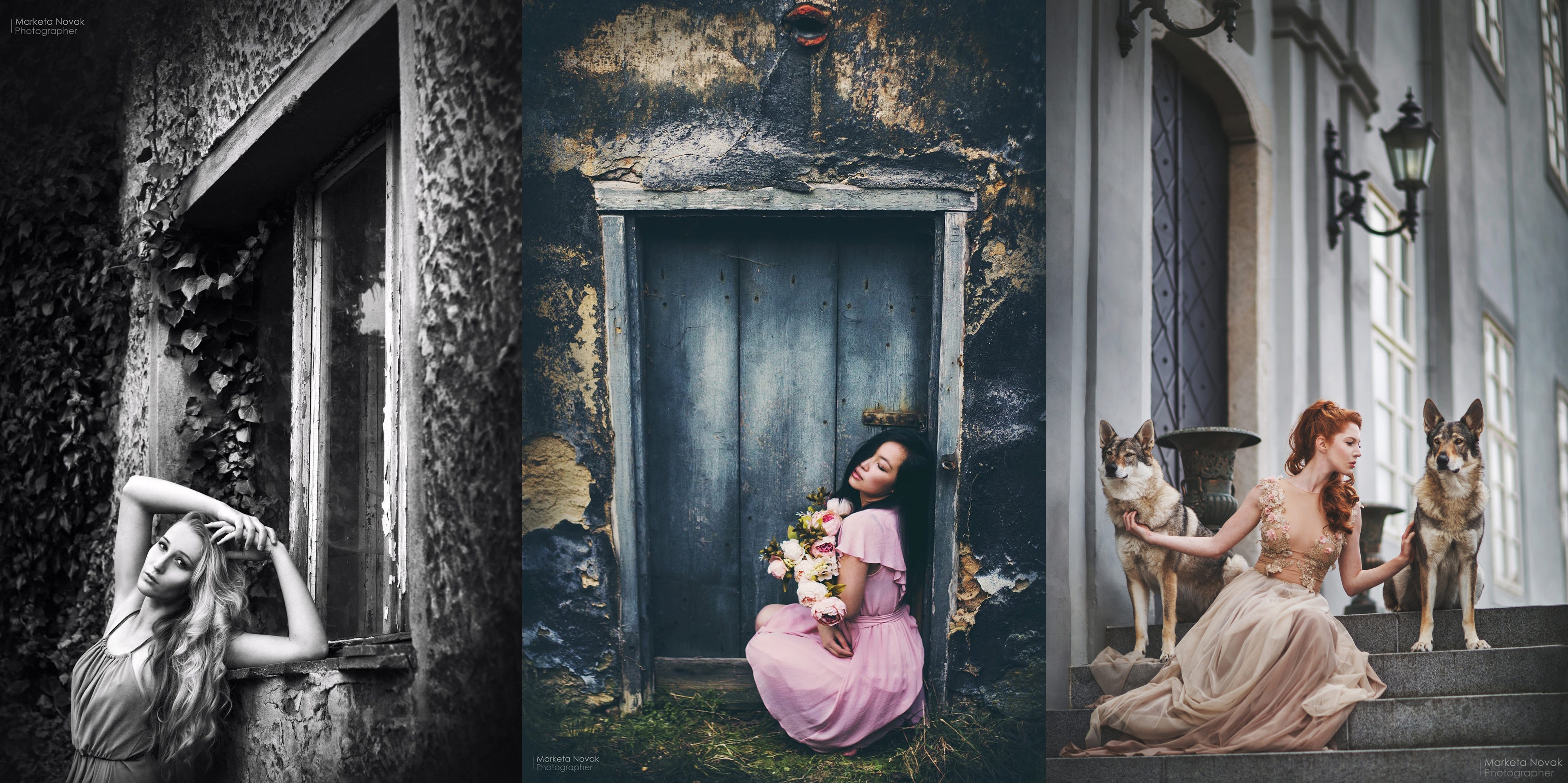 Marketa Novak Women Model Fantasy Girl Dog Animals Collage 3993x1995