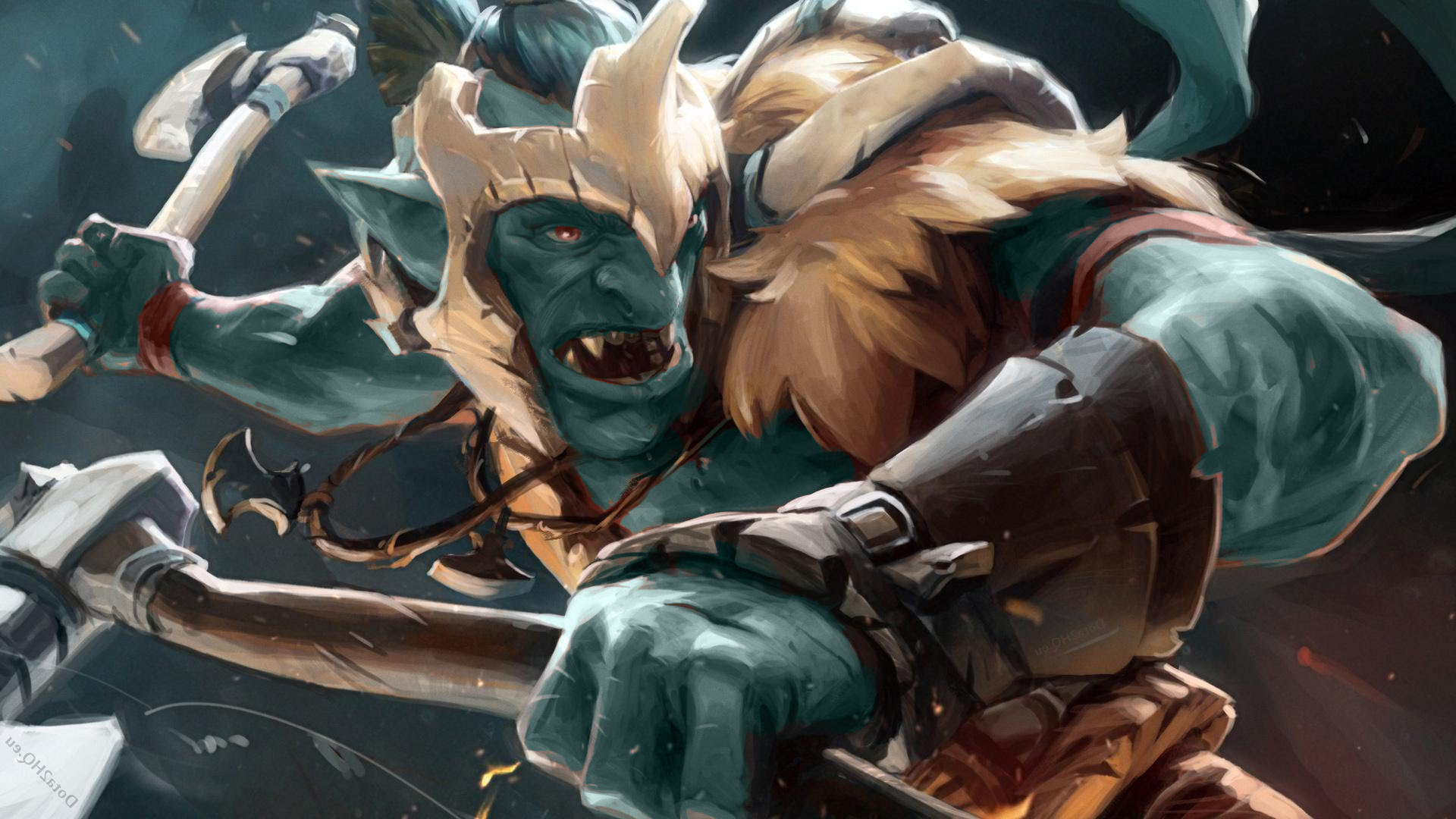 Troll Warlord DOTA 2 Dota Berserker Video Games Video Game Art Fantasy Art 1920x1080