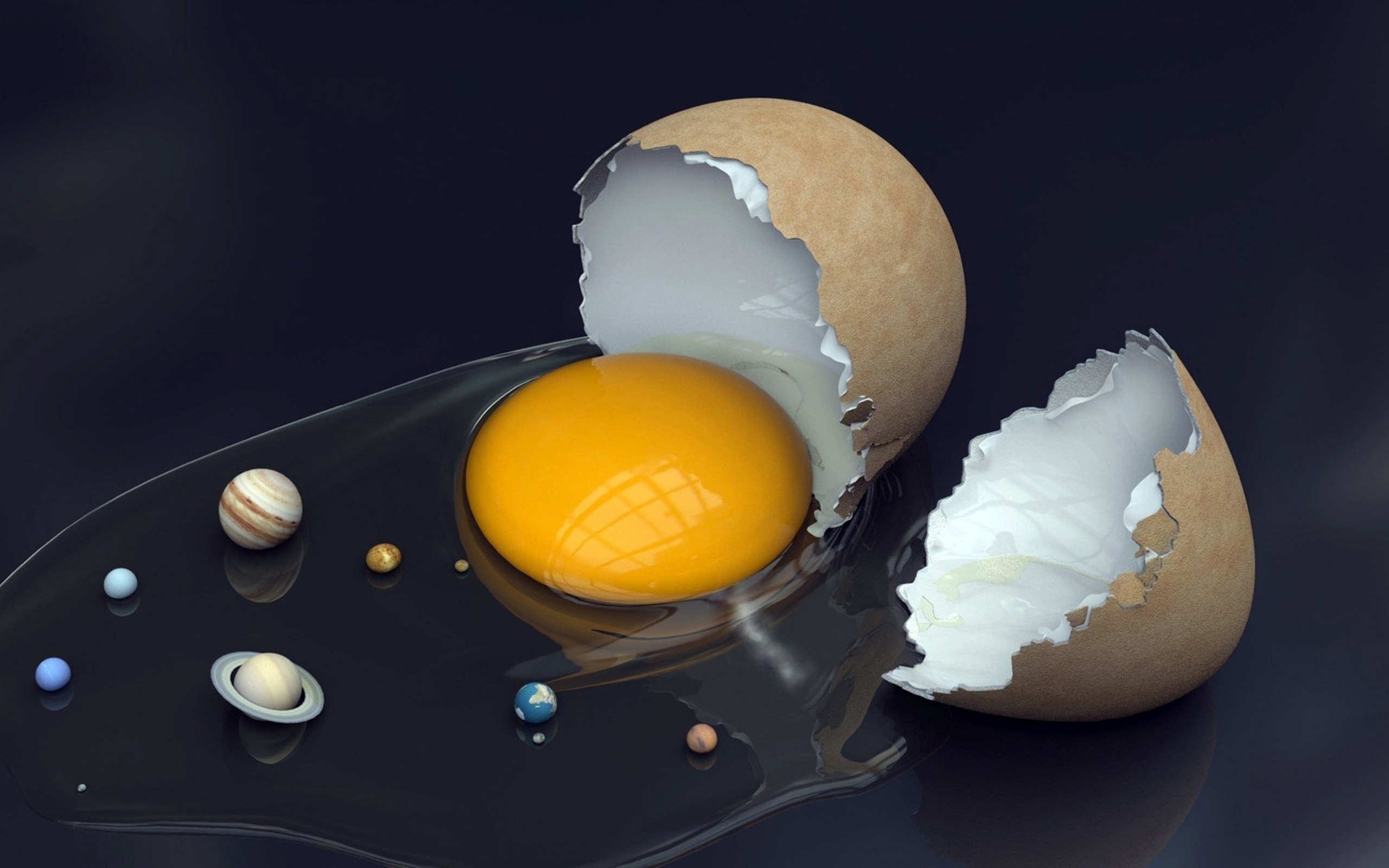 Eggshell Eggs Planet Solar System Digital Art Photo Manipulation 2560x1600