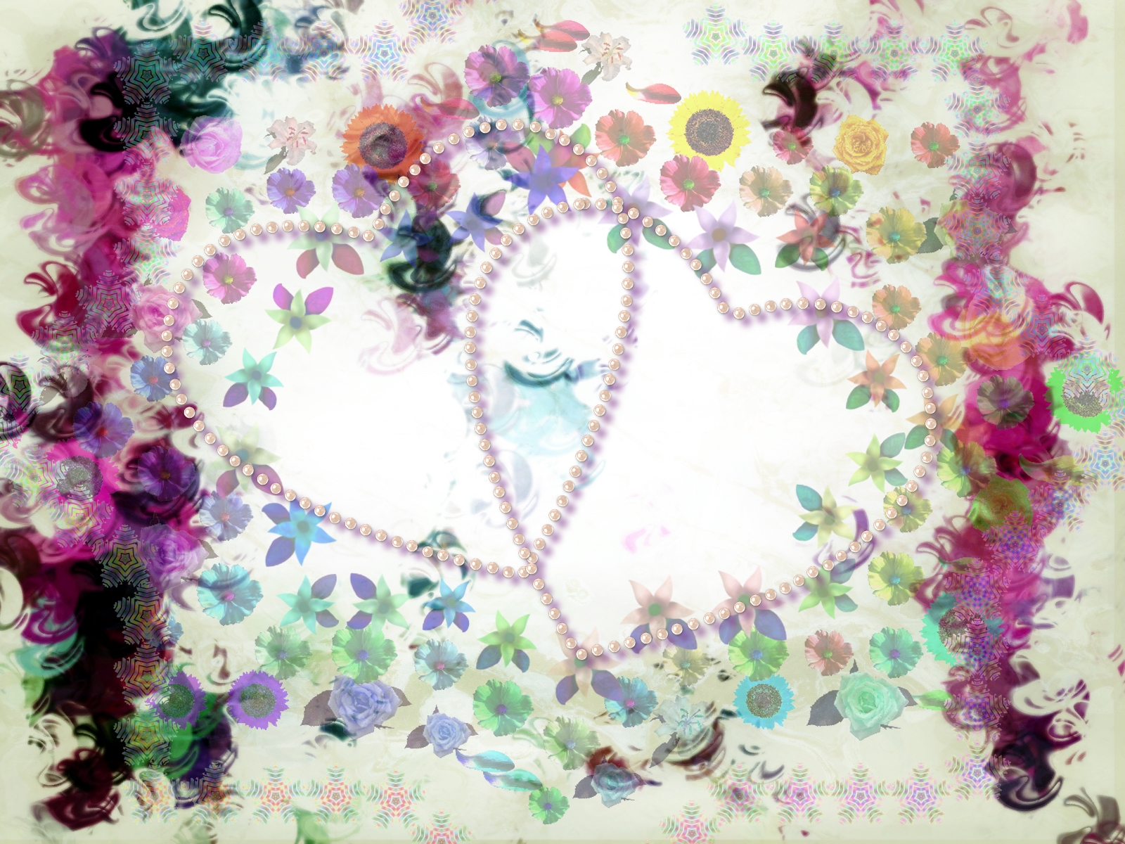 Heart Pearl Flower Colorful 1600x1200