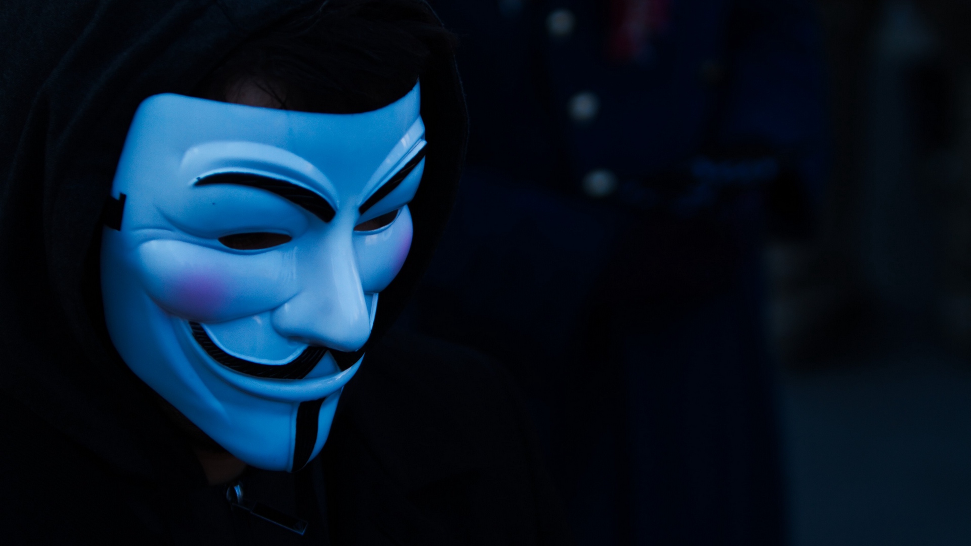 Mask Hoods Anonymous Blue Guy Fawkes Mask Dark 1920x1080
